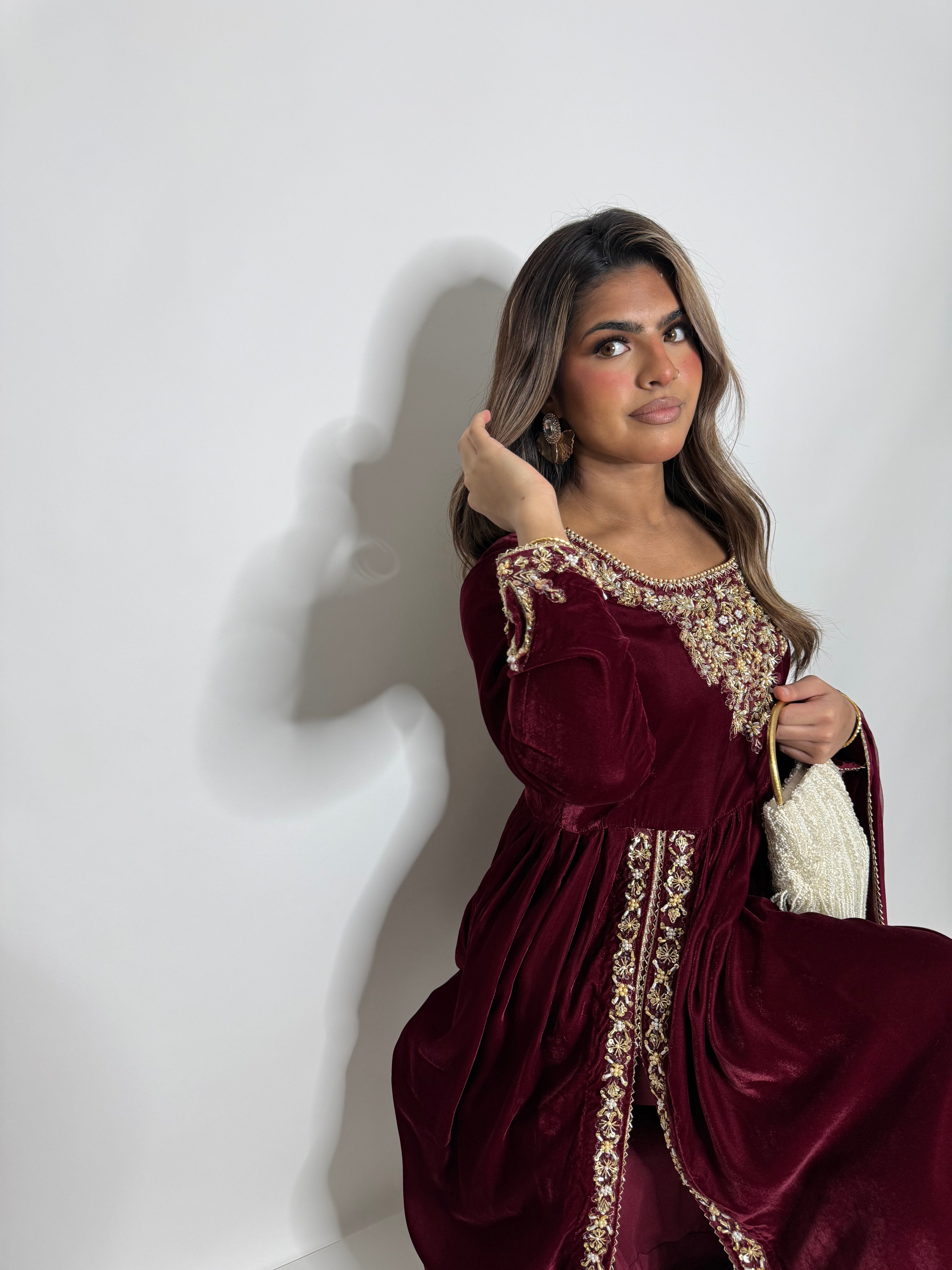 Imperial Garnet Velvet Dress UK | The Marcelline