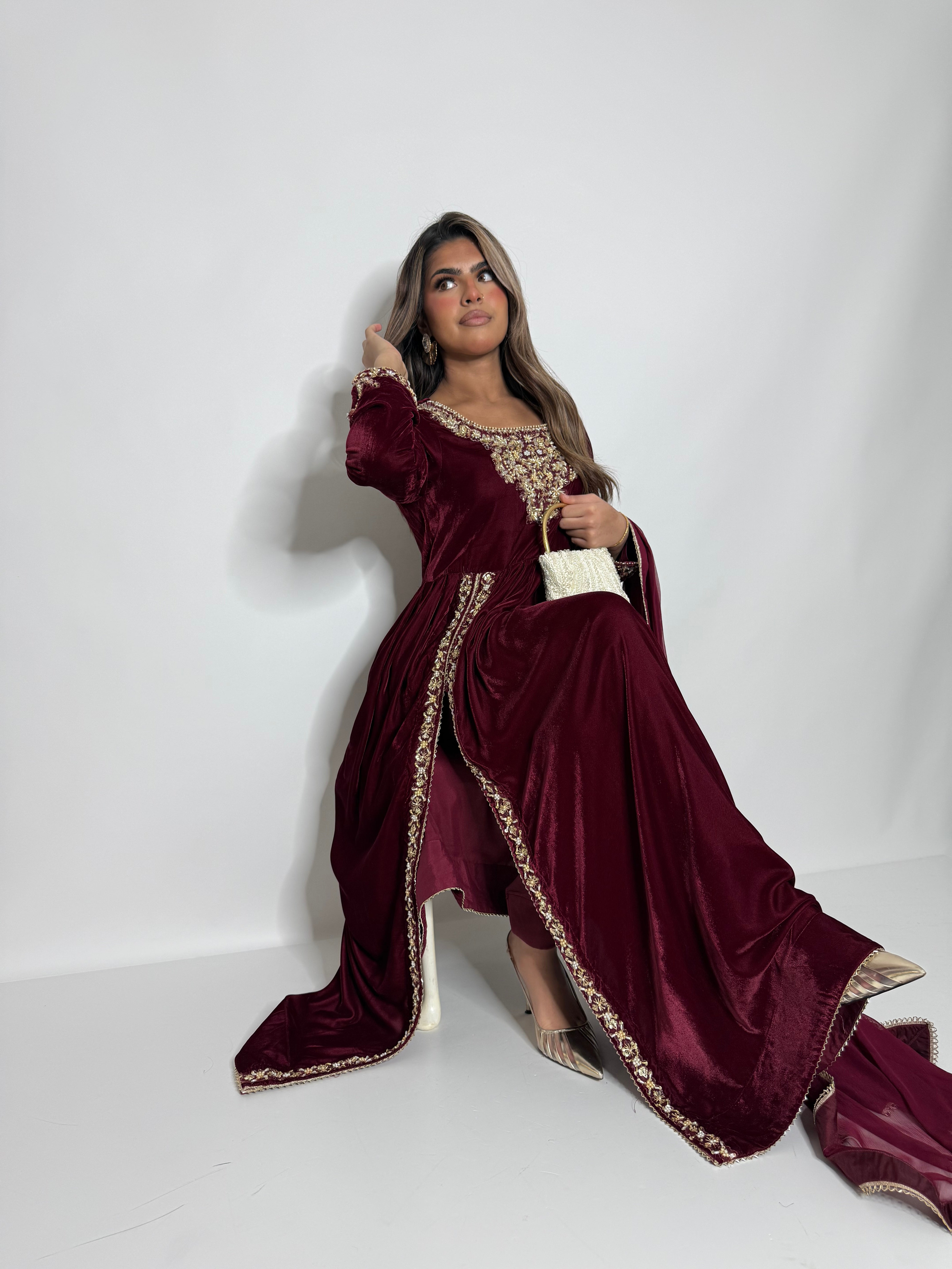 Imperial Garnet Velvet Dress UK | The Marcelline