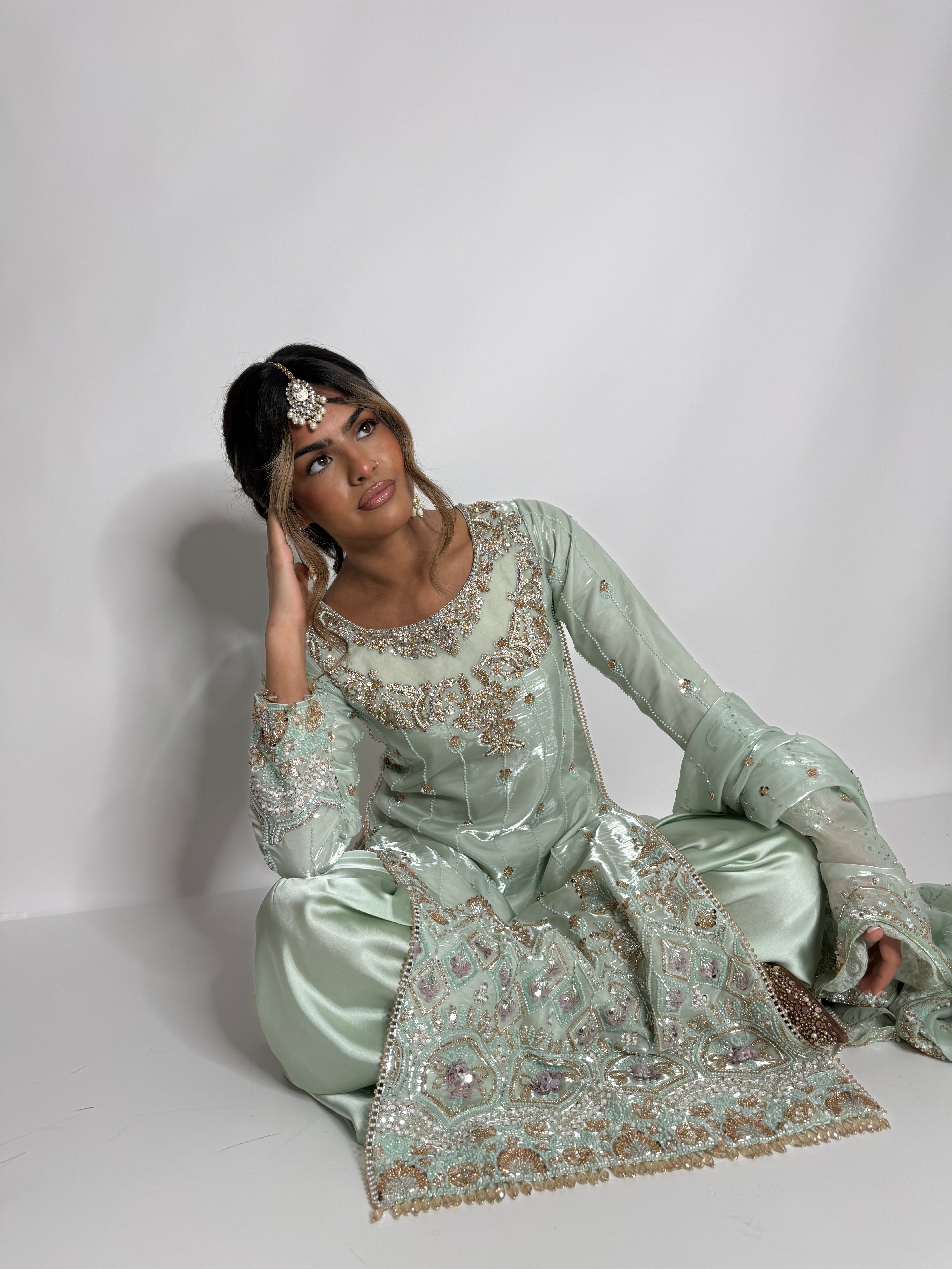 SILK CUTDANA EMBROIDERED SHARARA SUIT UK | THE ALTHEA NOORÉ