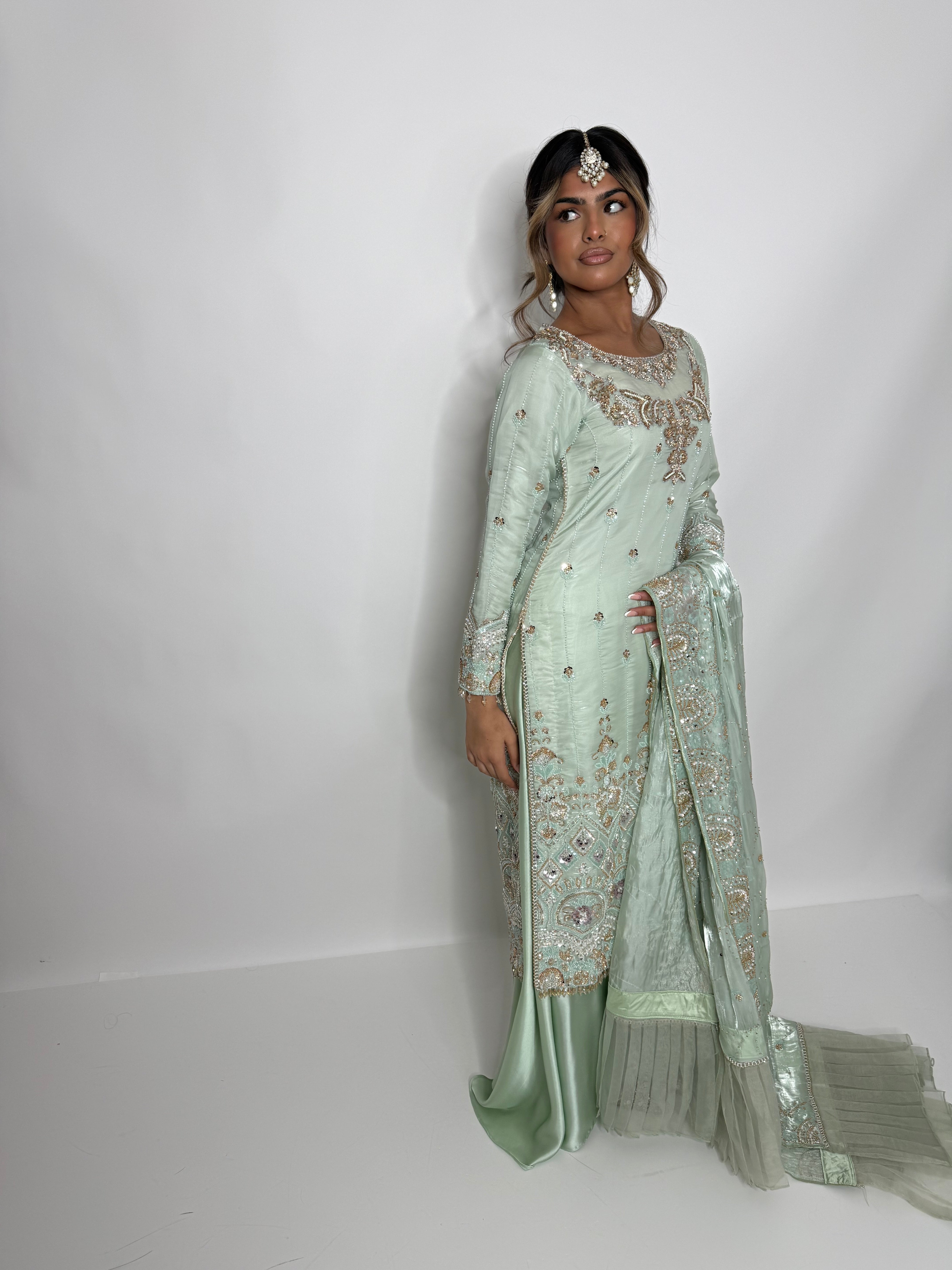 SILK CUTDANA EMBROIDERED SHARARA SUIT UK | THE ALTHEA NOORÉ
