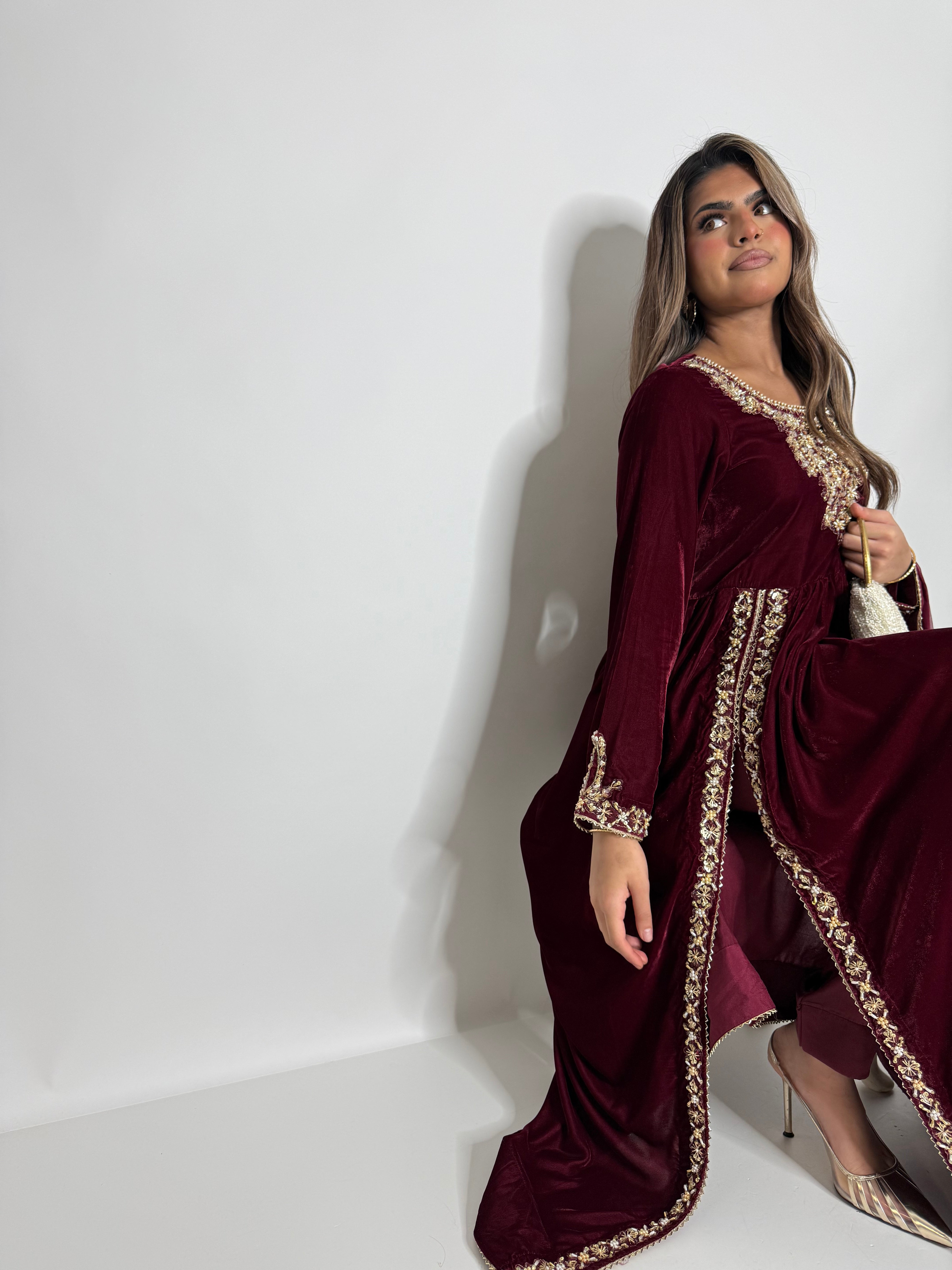 Imperial Garnet Velvet Dress UK | The Marcelline
