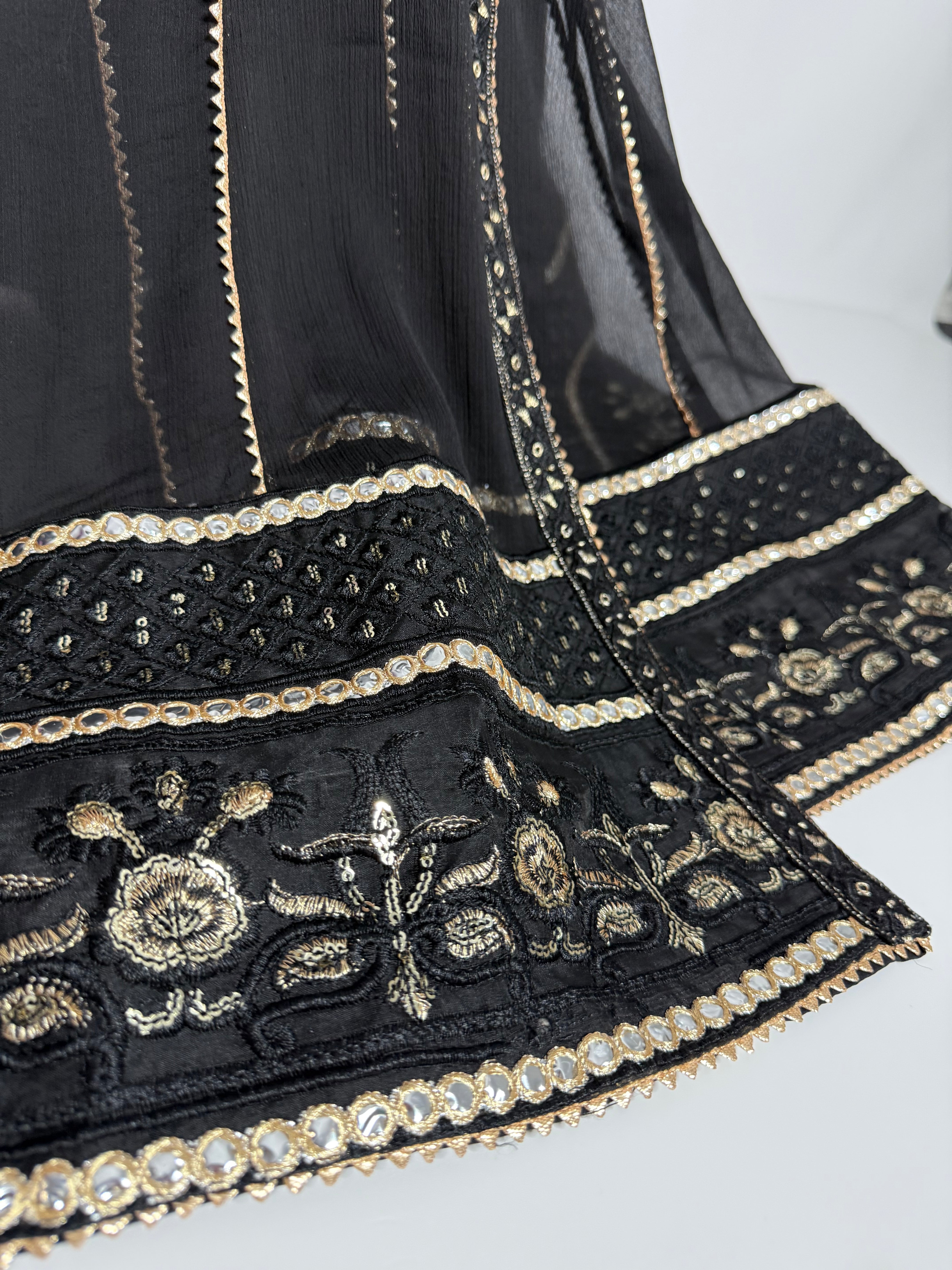 Noir Jahan | Luxury Pakistani Black & Gold Occasion Suit UK