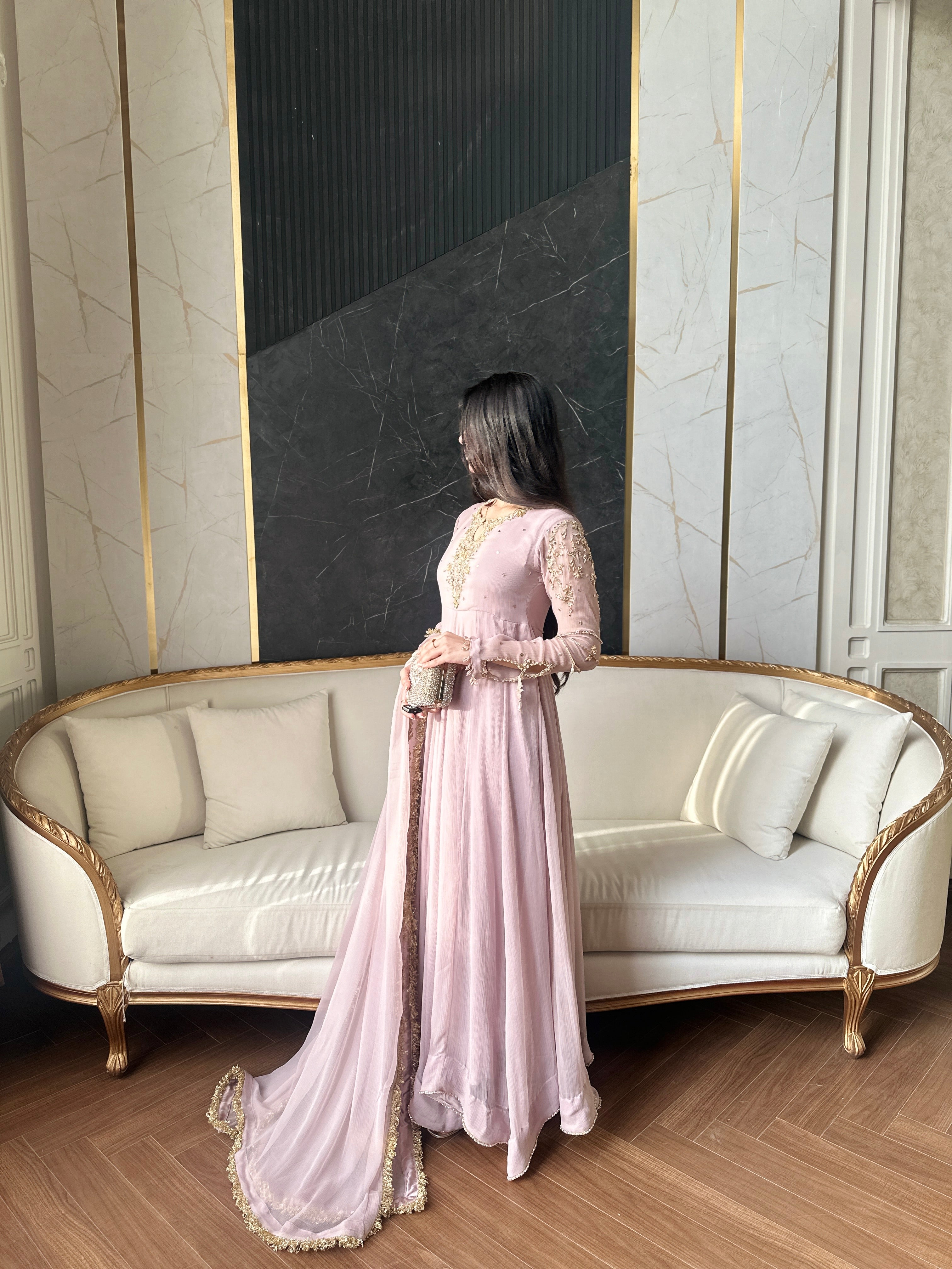 LAILUMA | LUXURY PAKISTANI SOFT LILAC HAND EMBROIDERED 3 PIECE SUIT UK | WEDDING GUEST, EID & PARTY WEAR