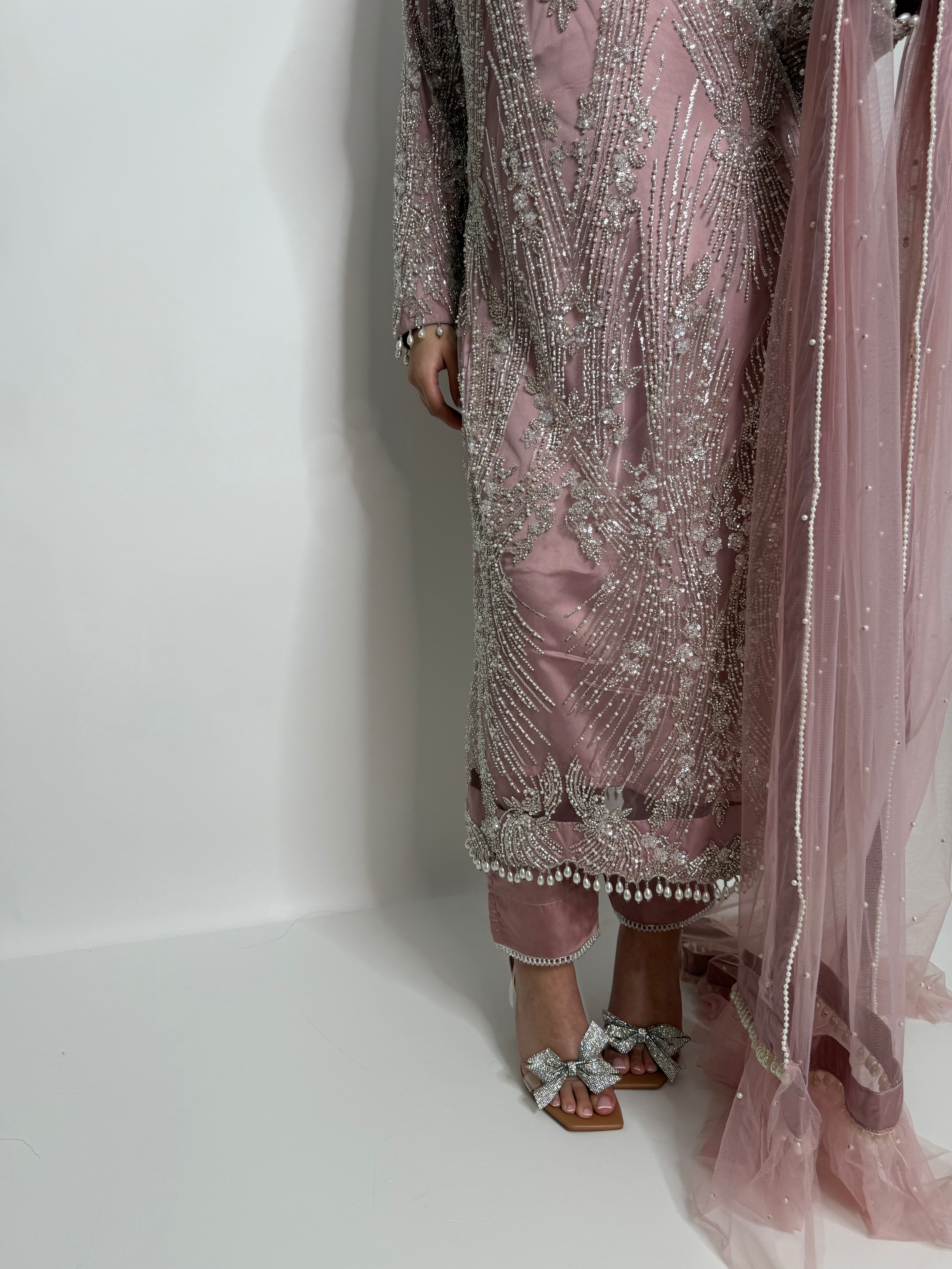 POWDER PINK EMBELLISHED THREE PIECE SUIT UK | THE BLUSHÉA