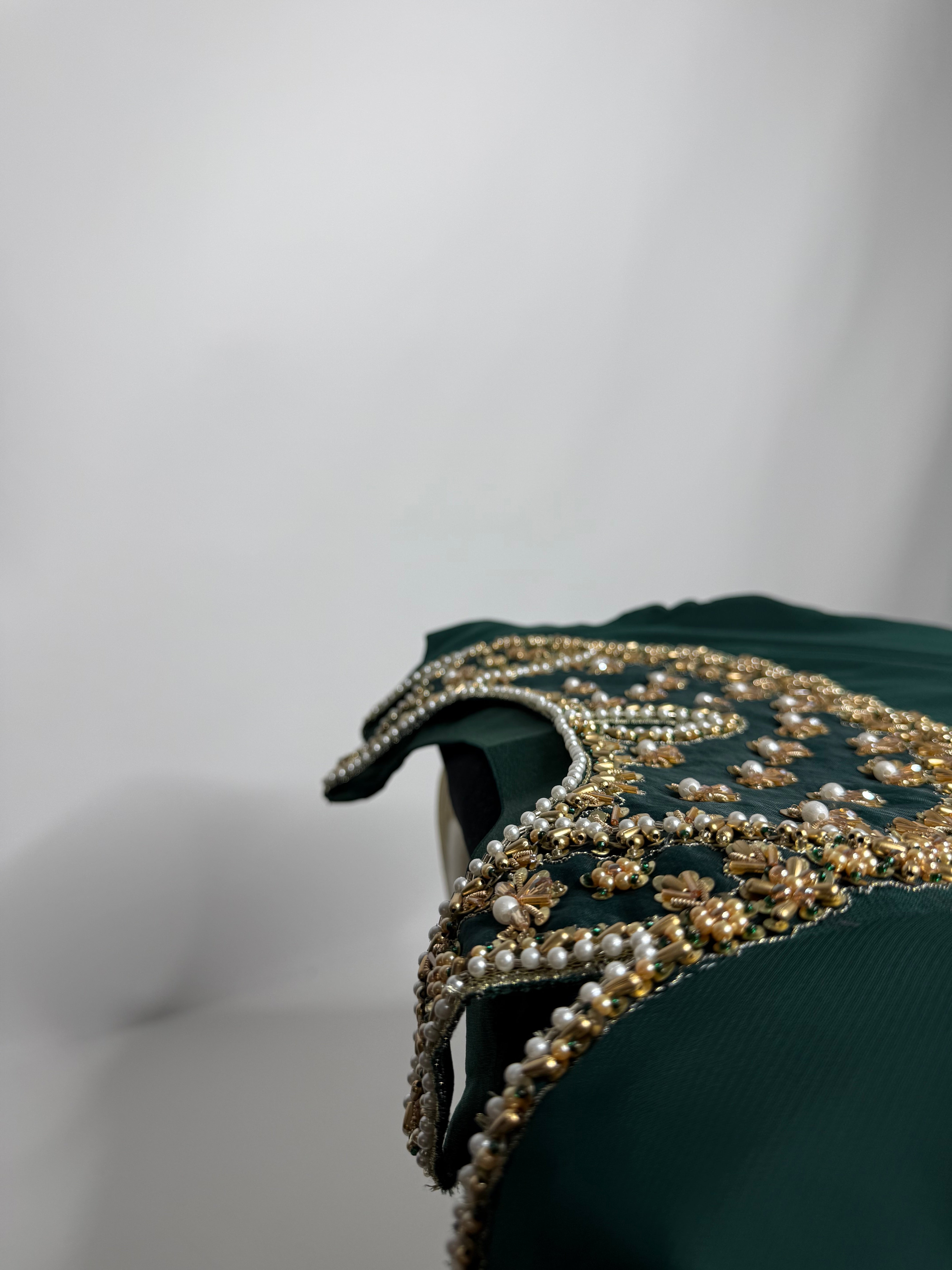 Emerald Chiffon Sharara Three Piece Suit UK | The Kaelisse