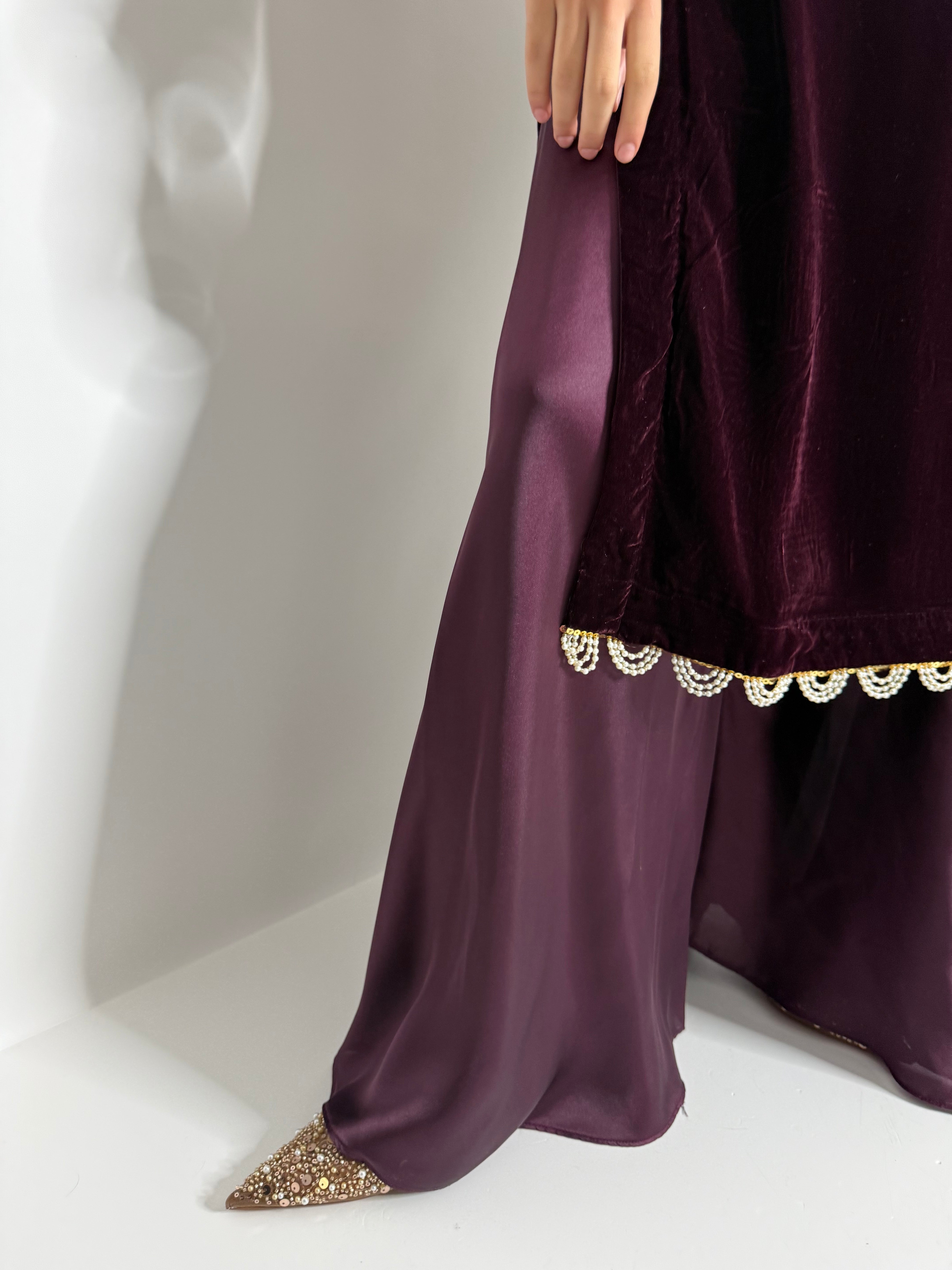 Mulberry Noir Velvet Sharara Suit UK | The Seraphine