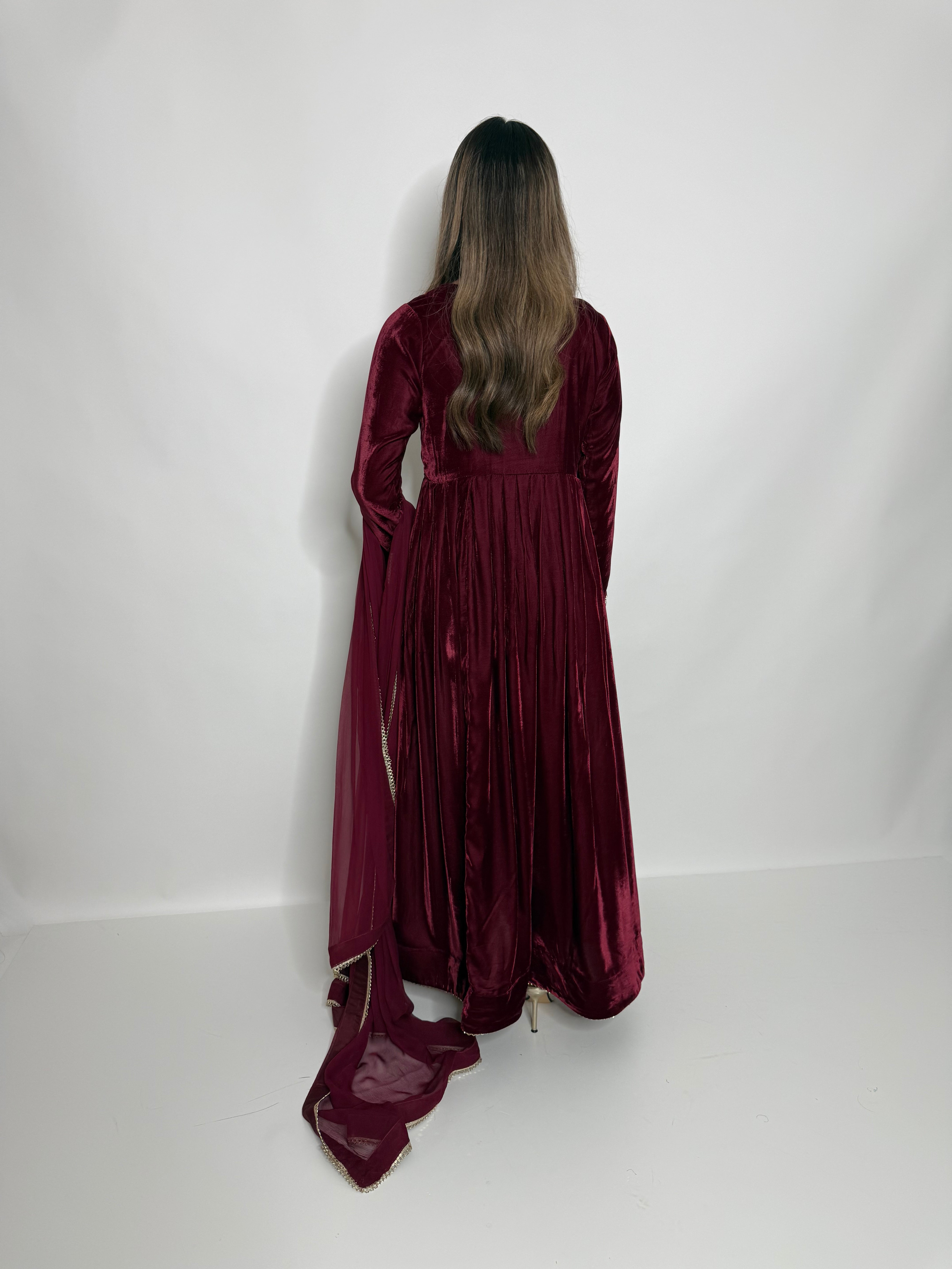 Imperial Garnet Velvet Dress UK | The Marcelline