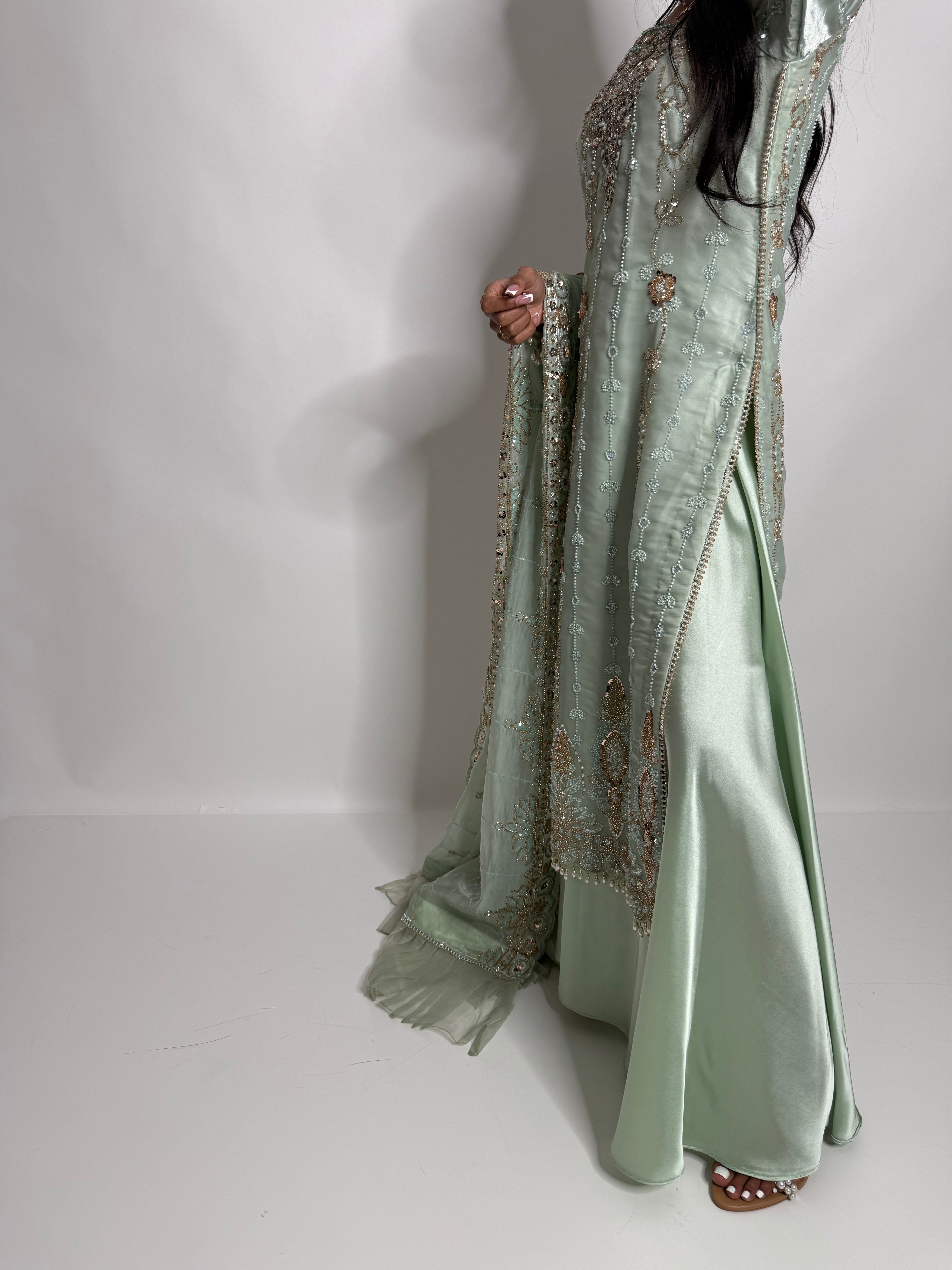 Zohra Opaline | Mint Embellished Pakistani Occasionwear Set