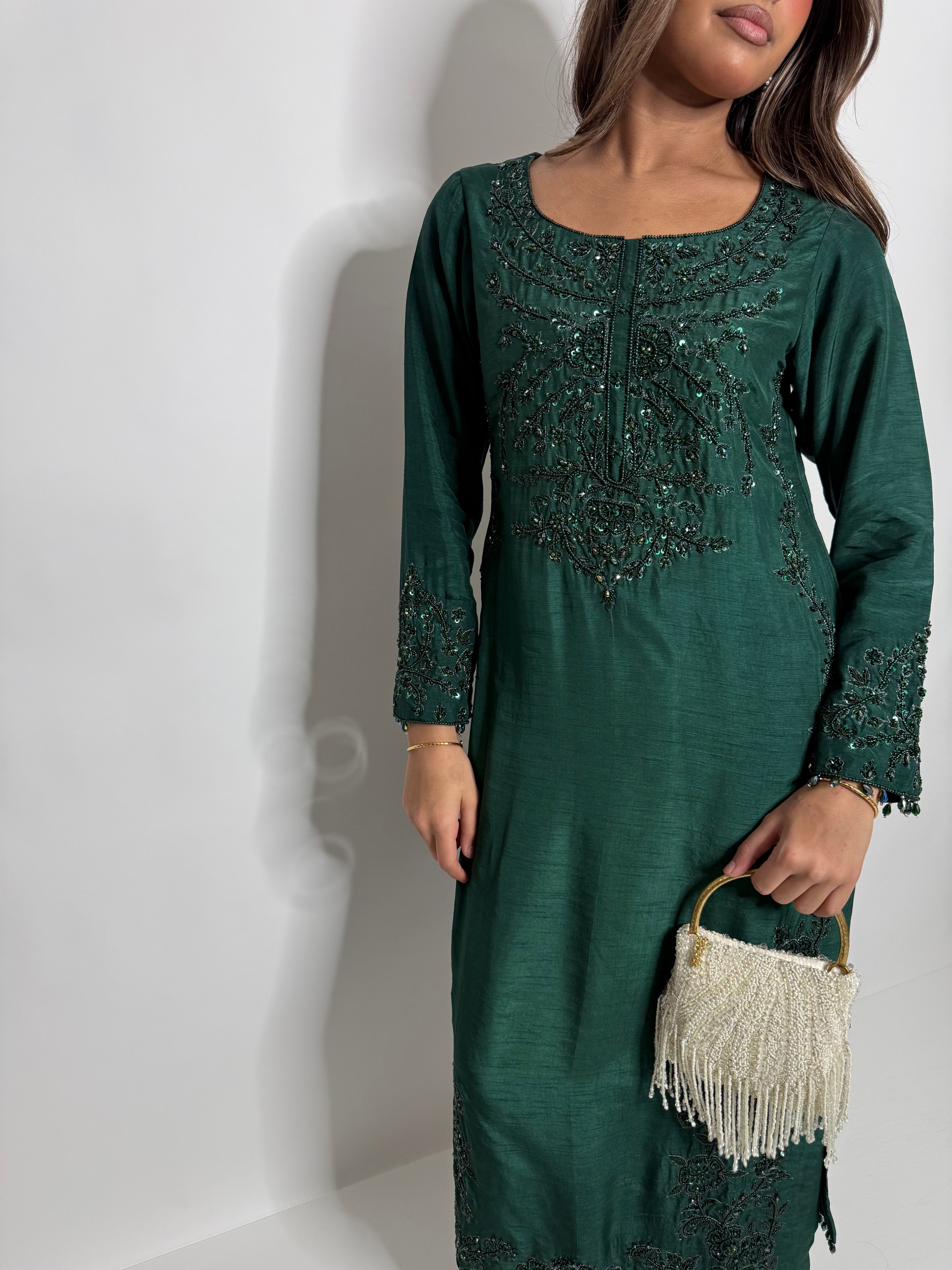 Emerald Raw Silk Three Piece Suit UK | The Verdantia