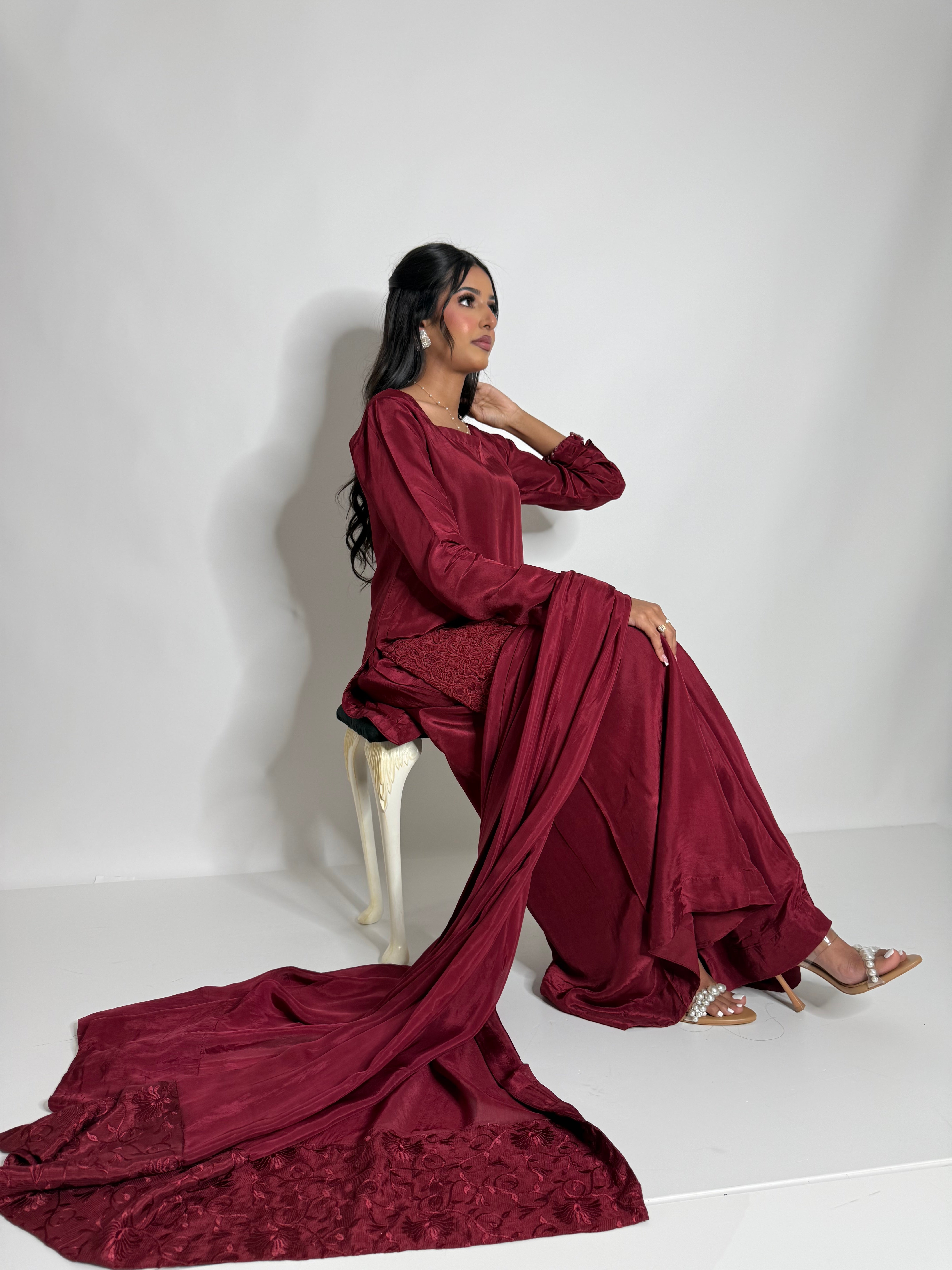 Zareen Rouge | Luxury Silk Pakistani Sharara Set