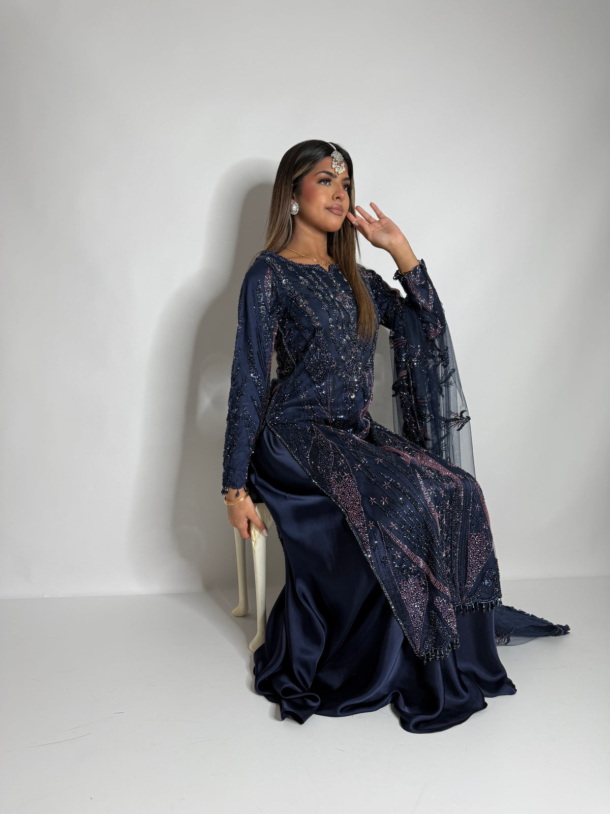 Estelle Midnight Navy Embellished Sharara Set