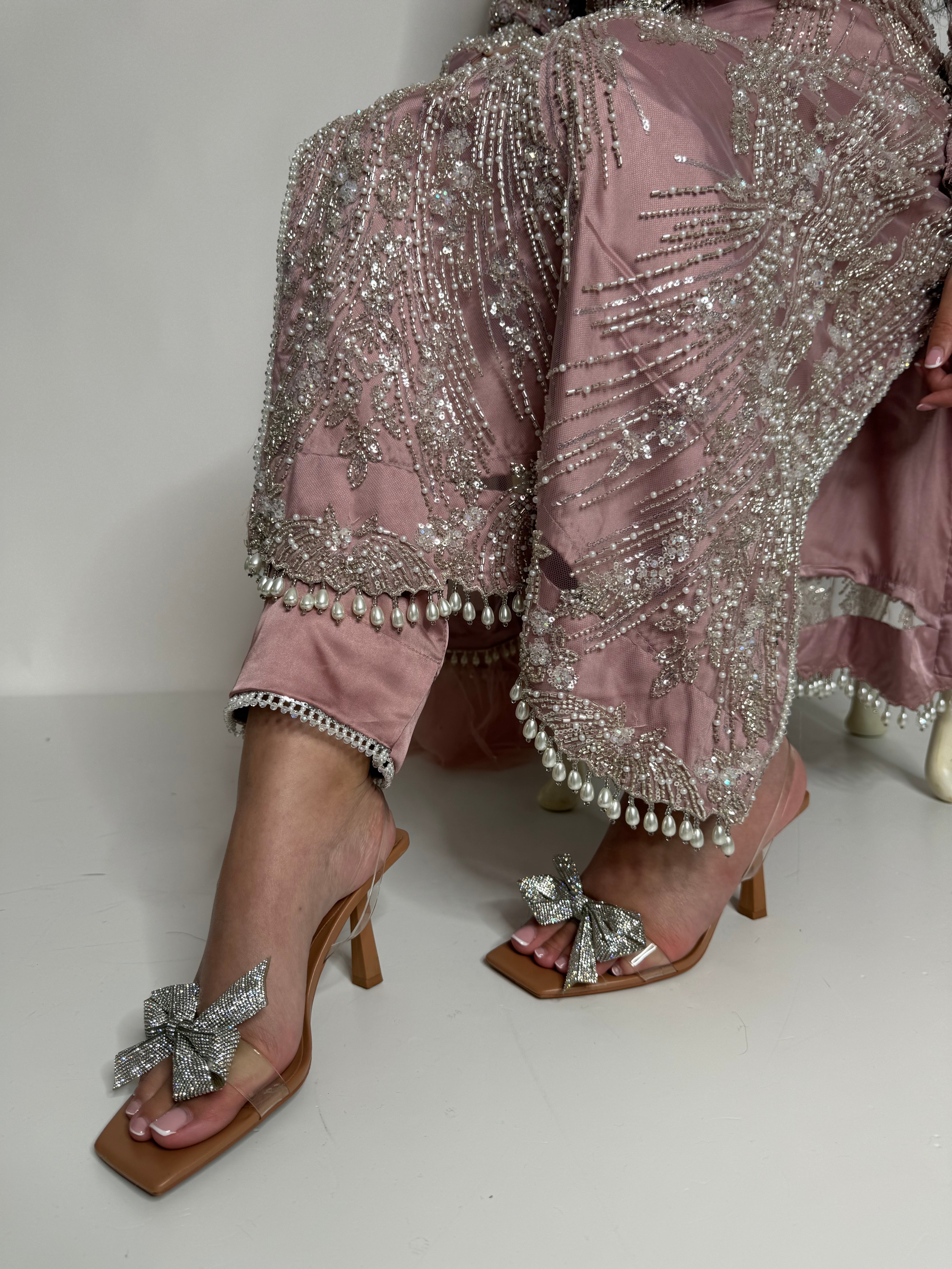 POWDER PINK EMBELLISHED THREE PIECE SUIT UK | THE BLUSHÉA