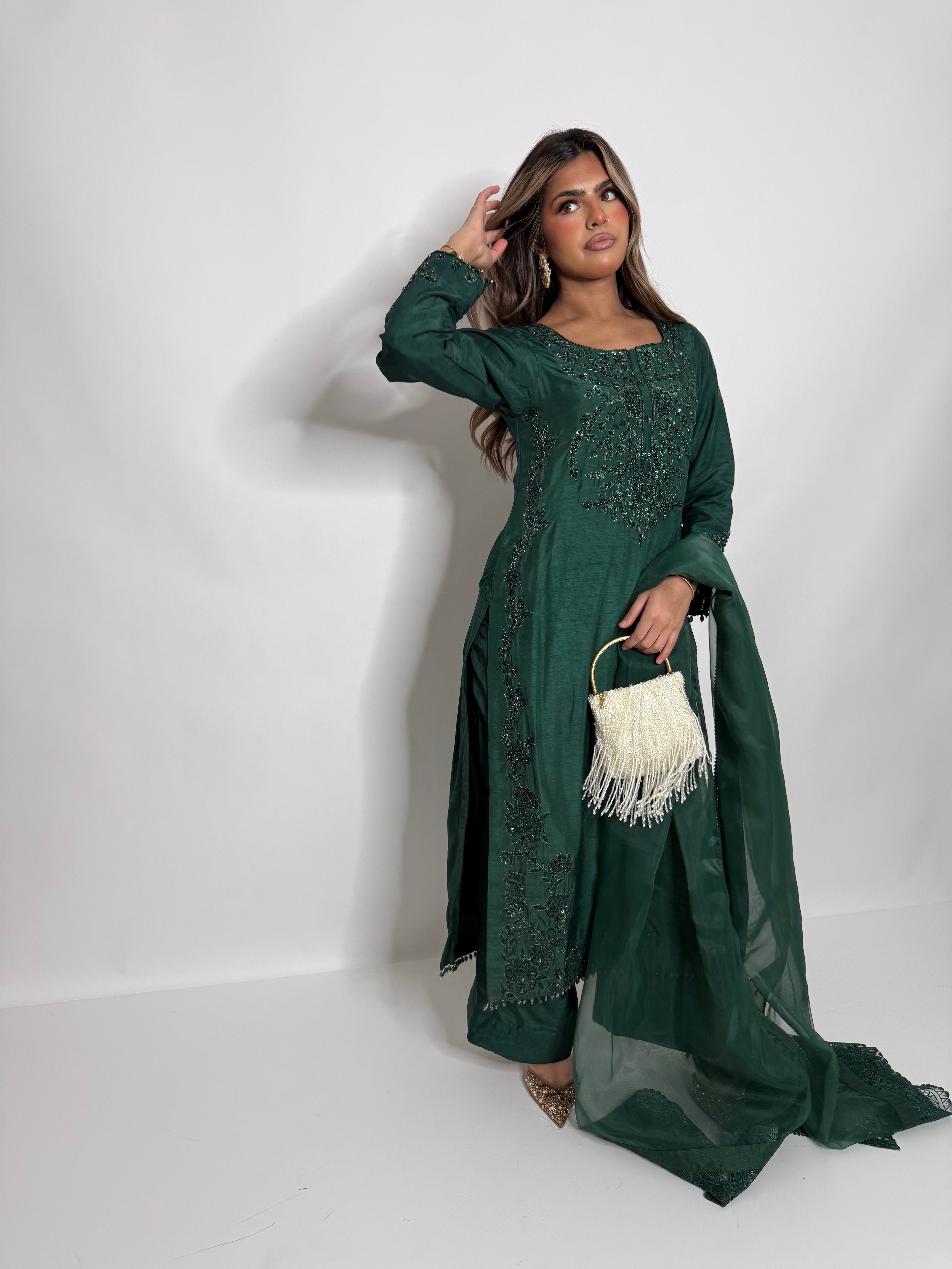 Emerald Raw Silk Three Piece Suit UK | The Verdantia