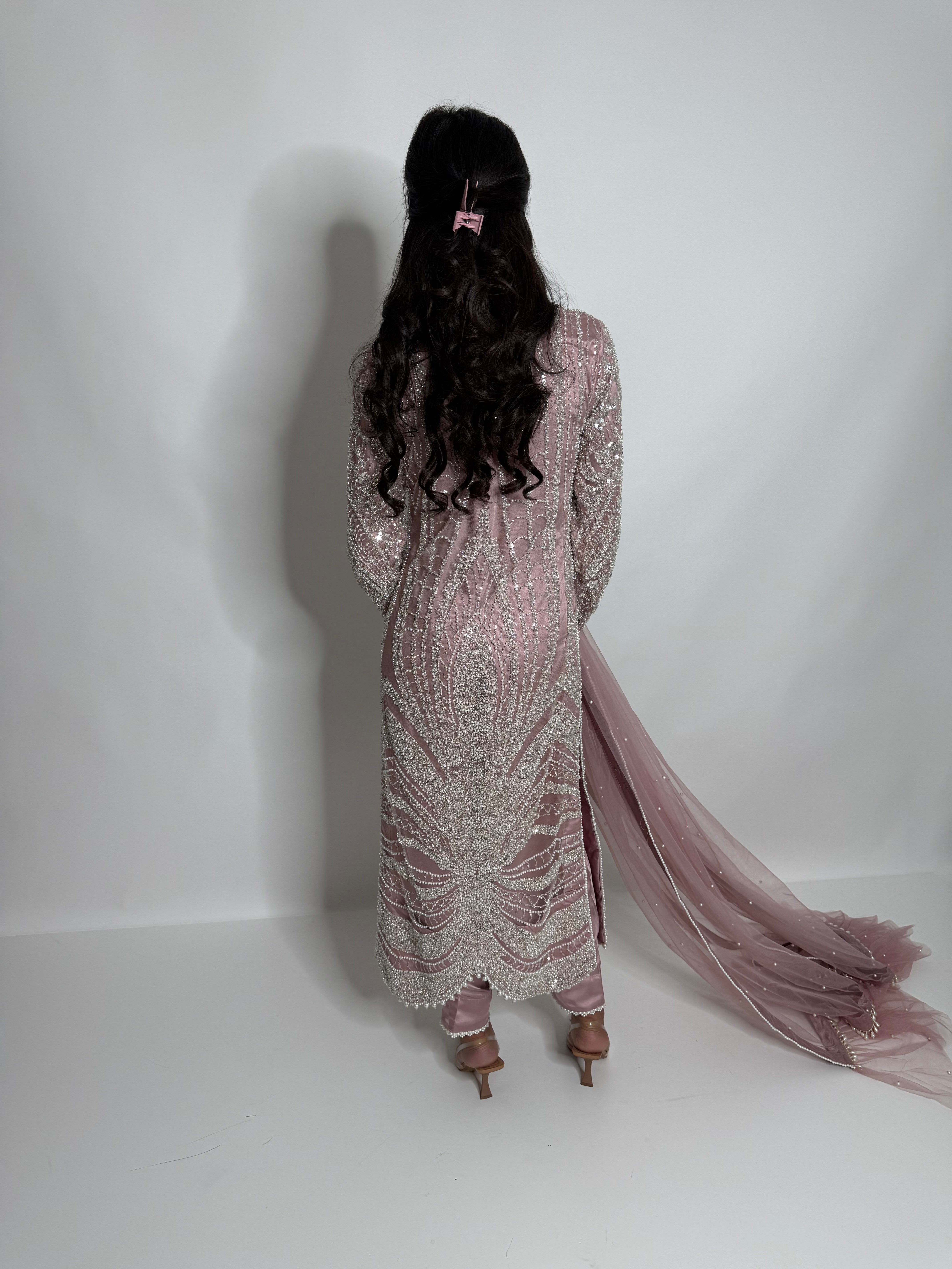 Blush Cutdana Embroidered Three Piece Suit UK | The Stellaria