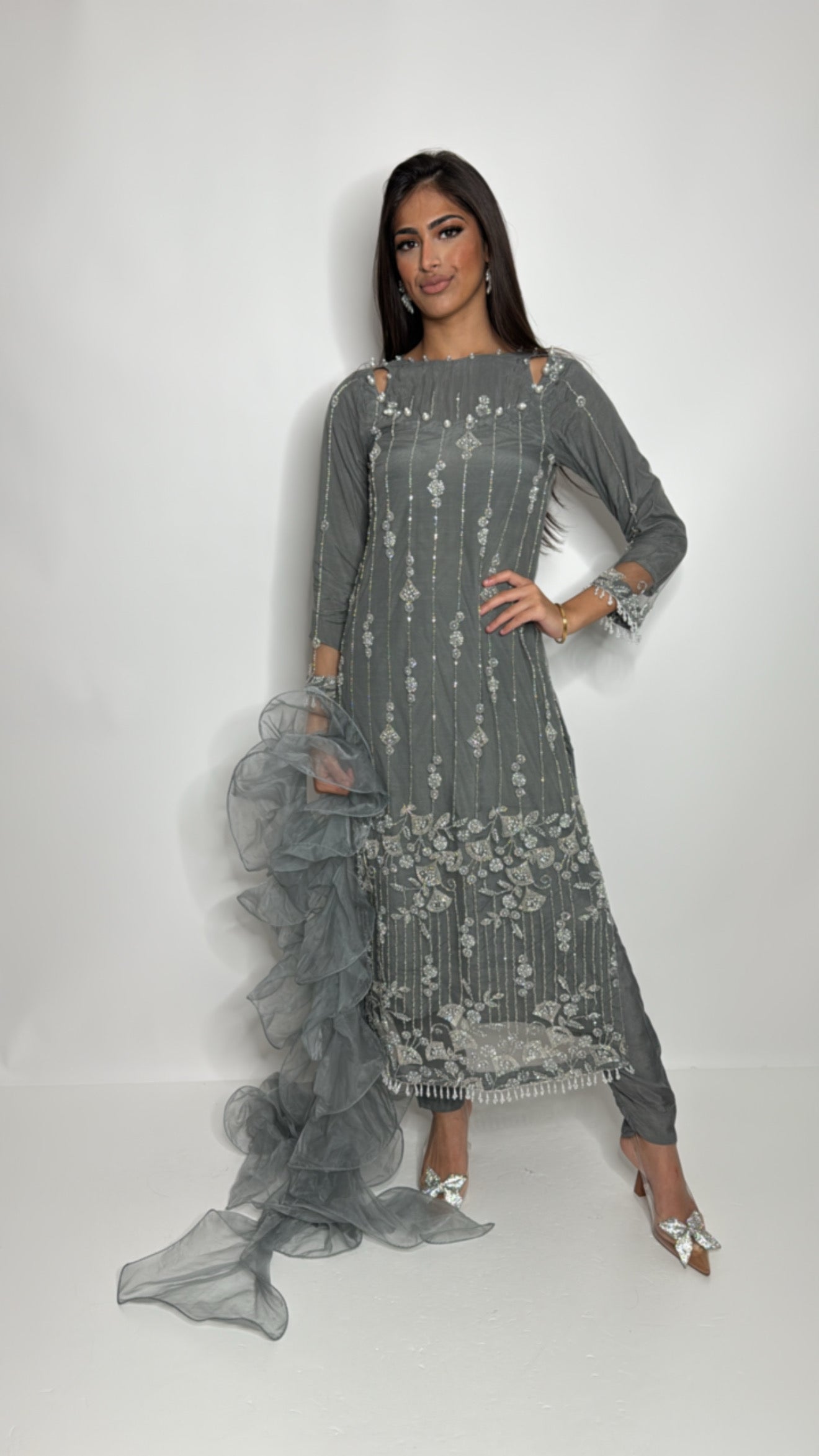 Grey Cutdana Three Piece Suit UK | The Selene
