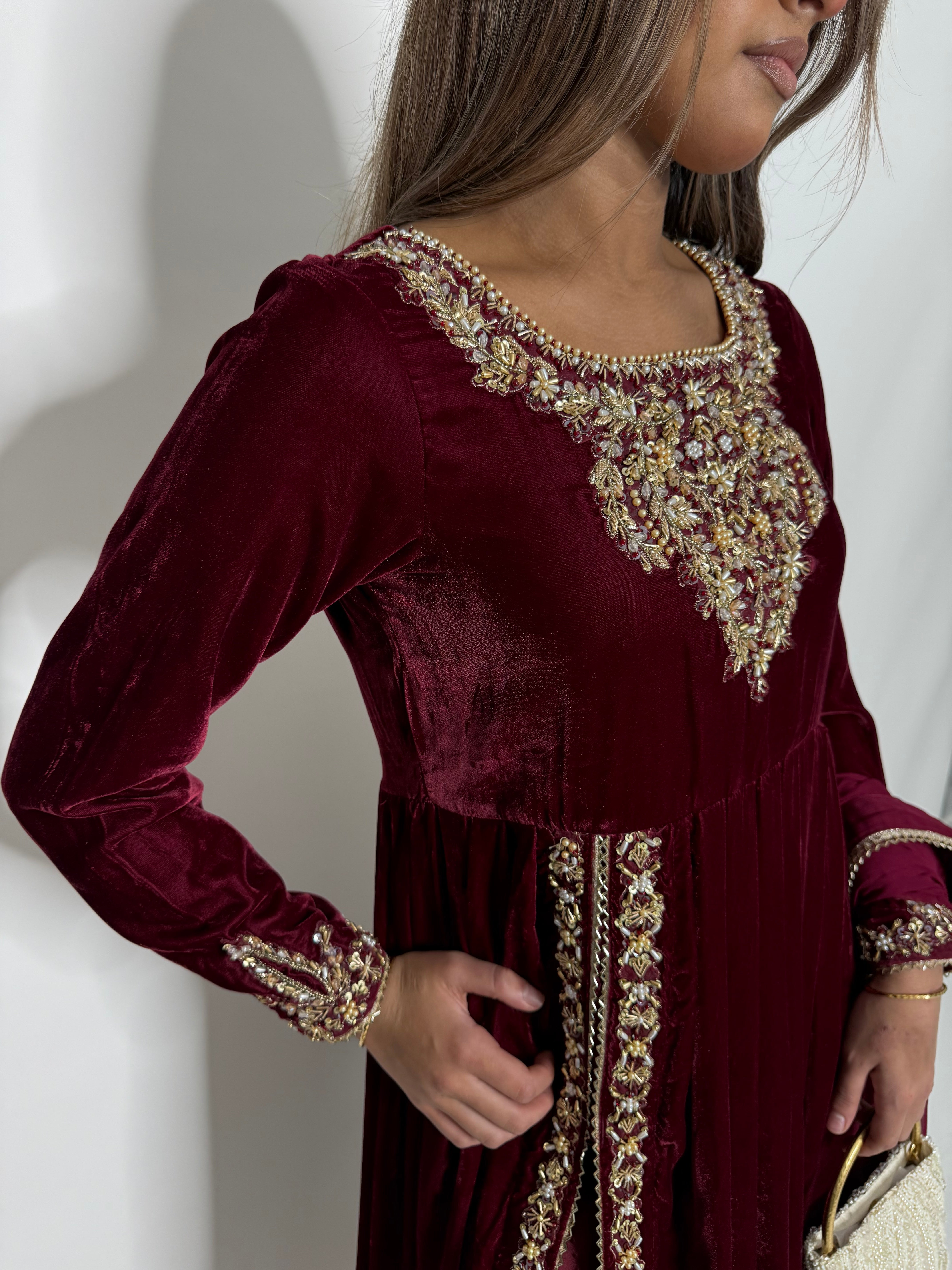 Imperial Garnet Velvet Dress UK | The Marcelline