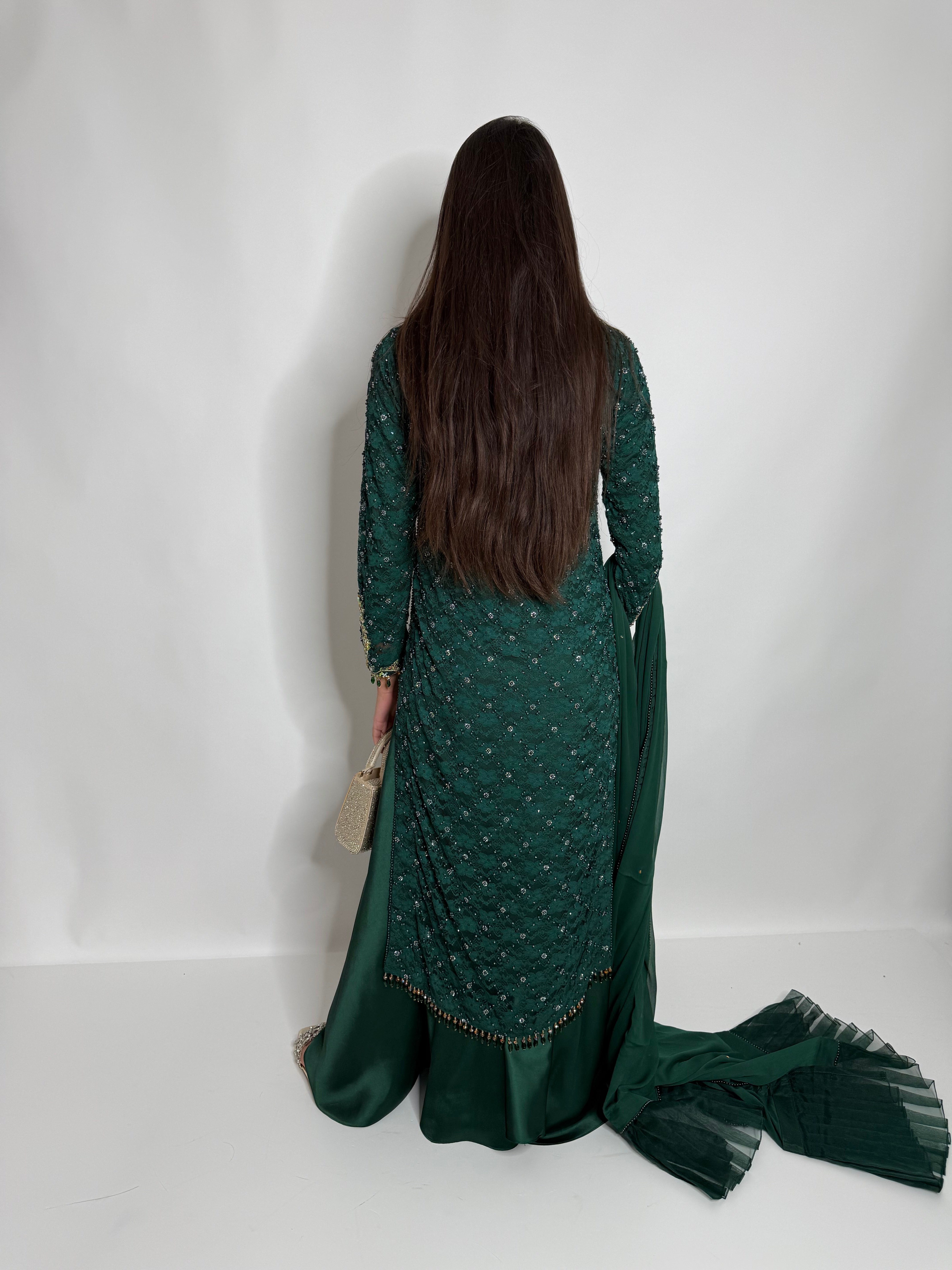 Emerald Pearl Crochet Three Piece Suit UK | The Bellagio