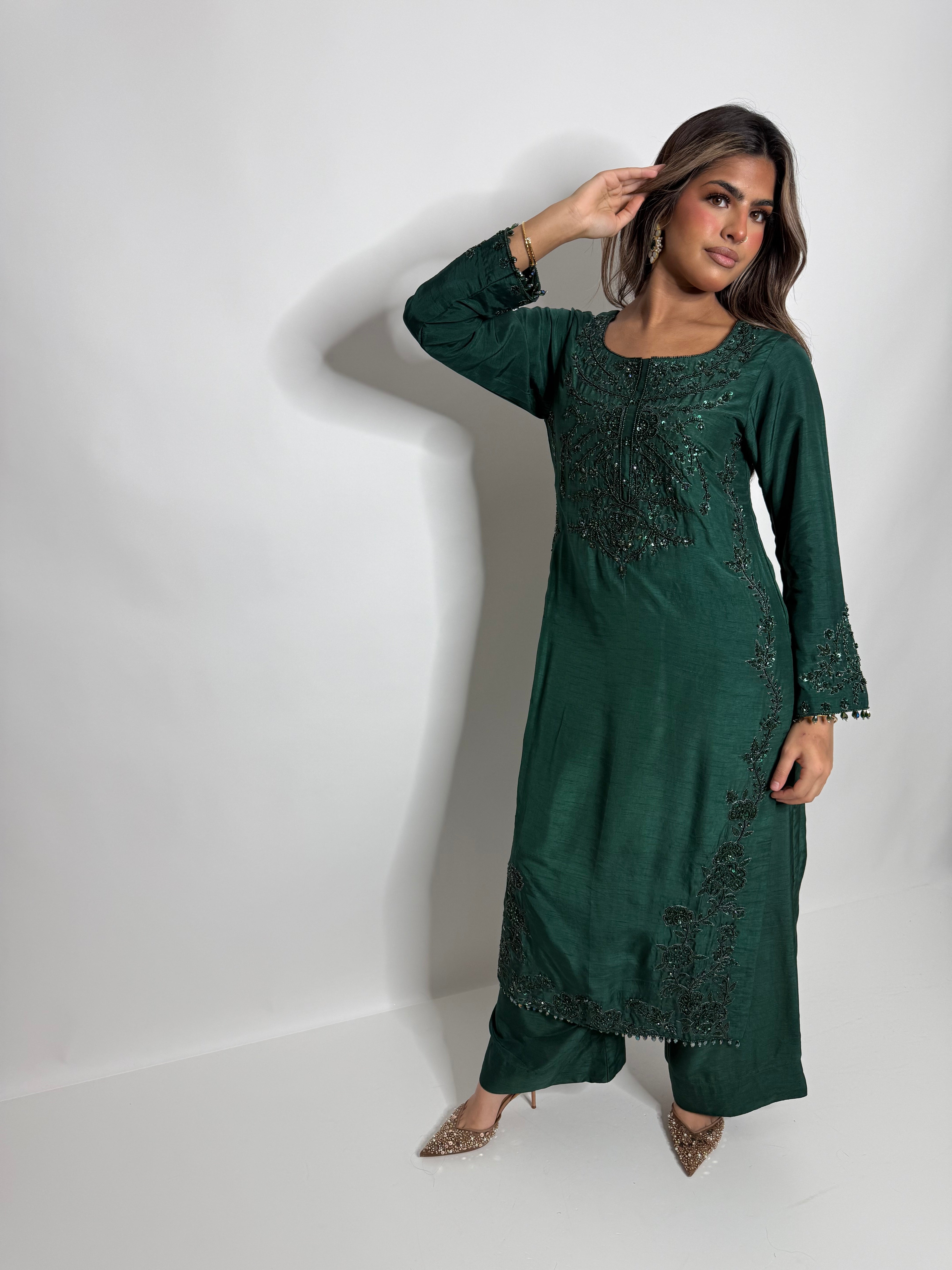 Emerald Raw Silk Three Piece Suit UK | The Verdantia