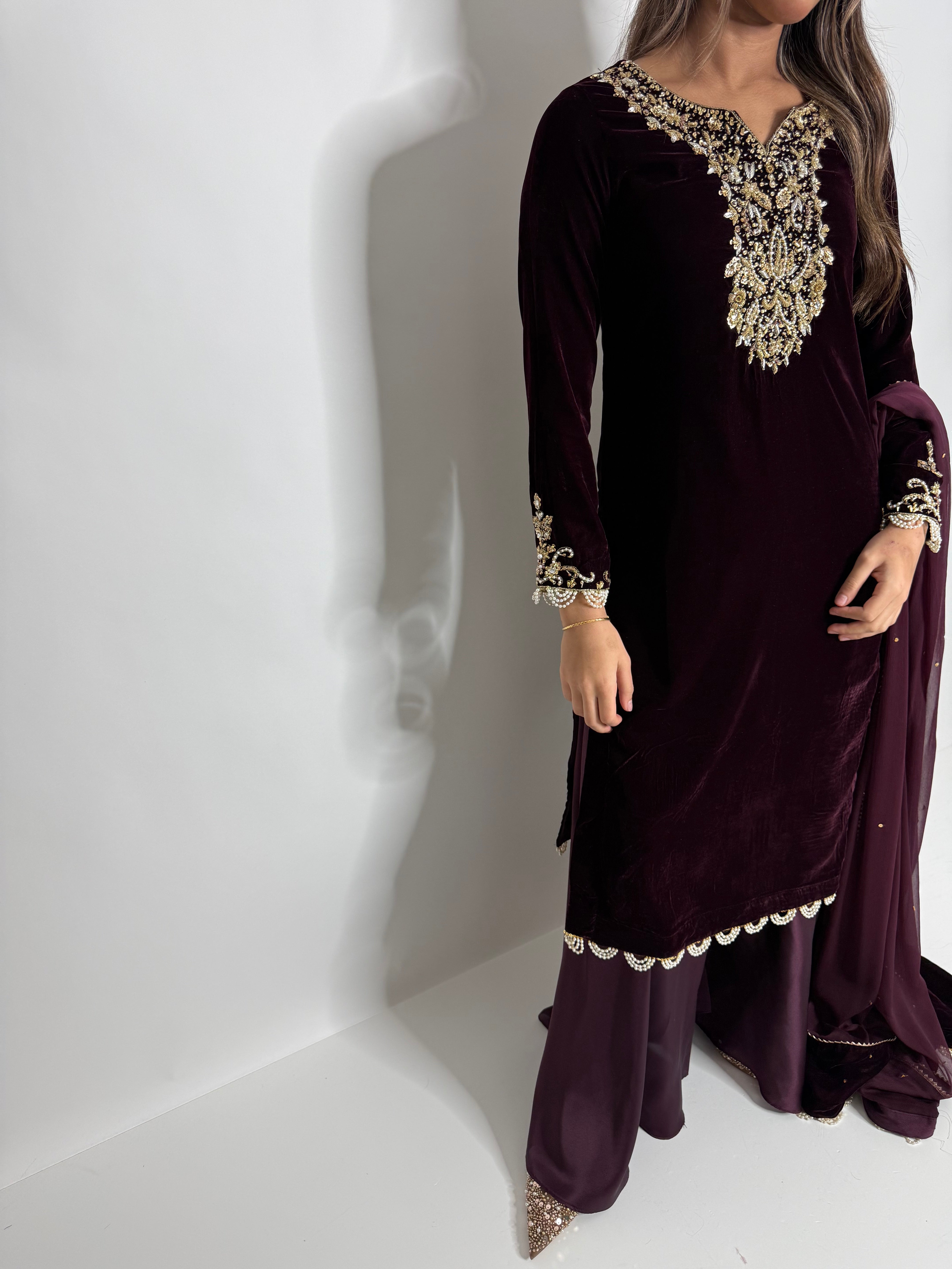 Mulberry Noir Velvet Sharara Suit UK | The Seraphine