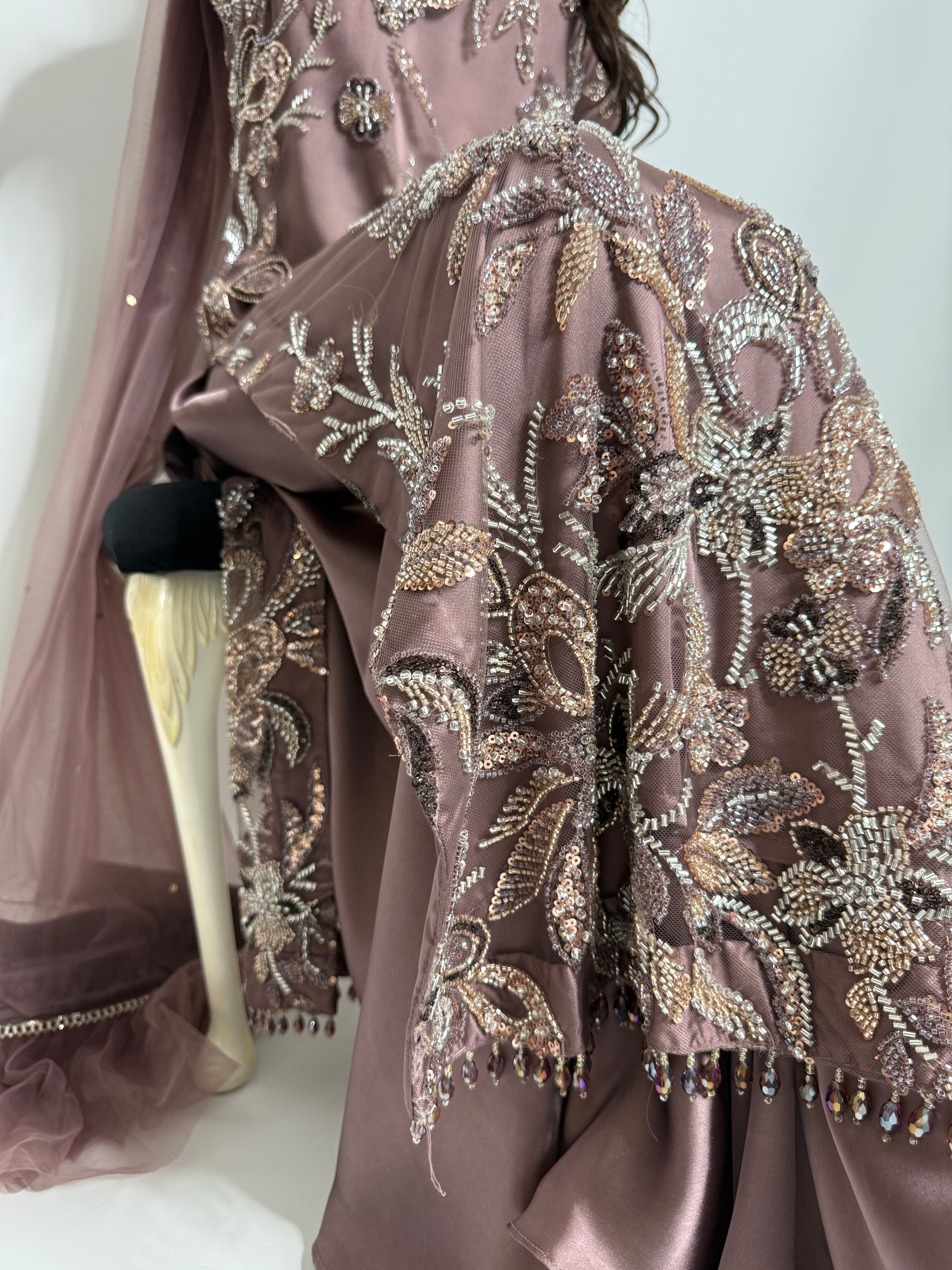 Noorzeba | Luxury Pakistani Cutdana Hand Embroidered Silk Sharara Suit UK | Wedding Guest, Eid & Party Wear