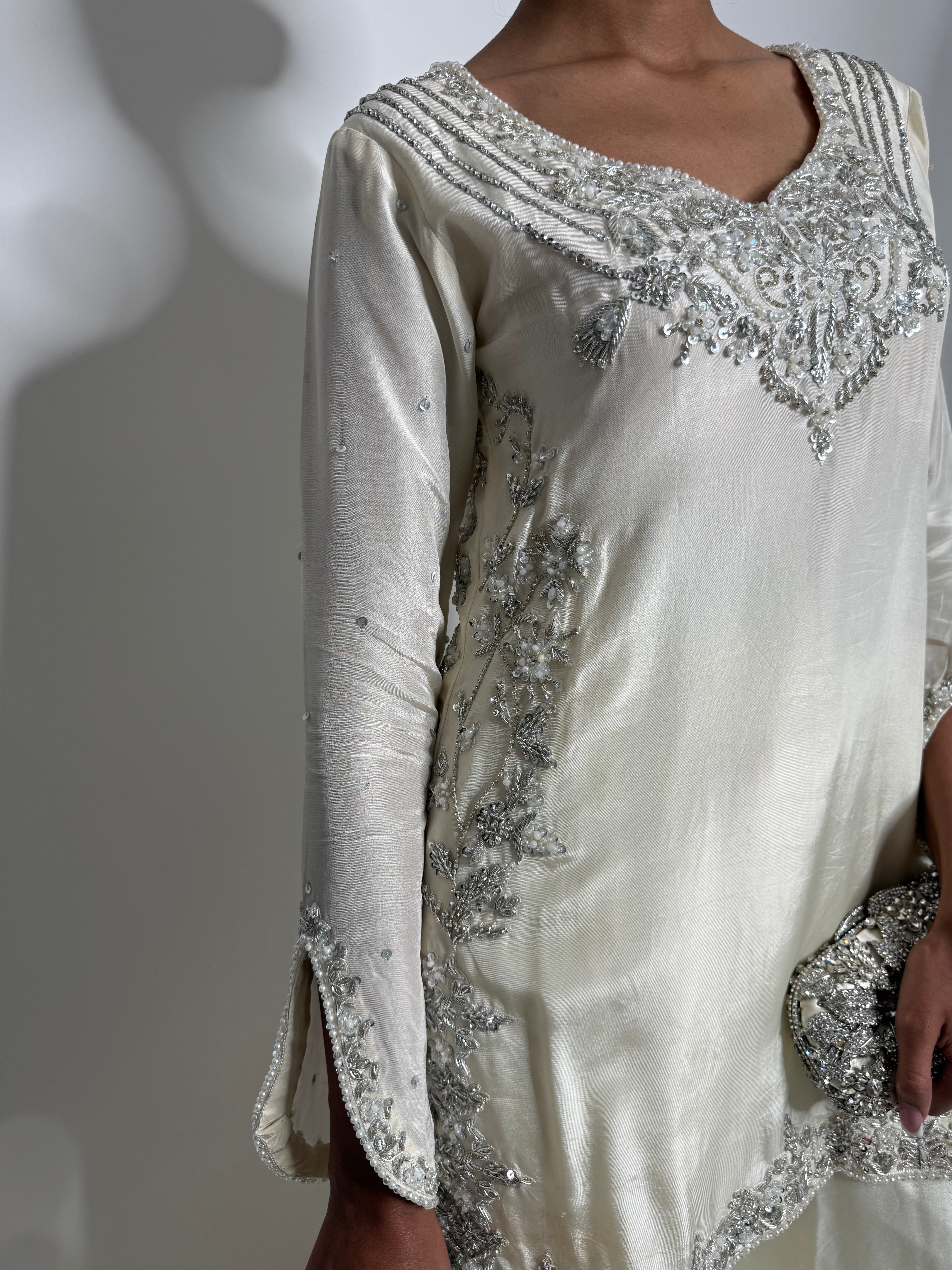 Elira | Luxury Pakistani Ivory Silk Sharara Suit UK | Y2K Wedding Guest Outfit