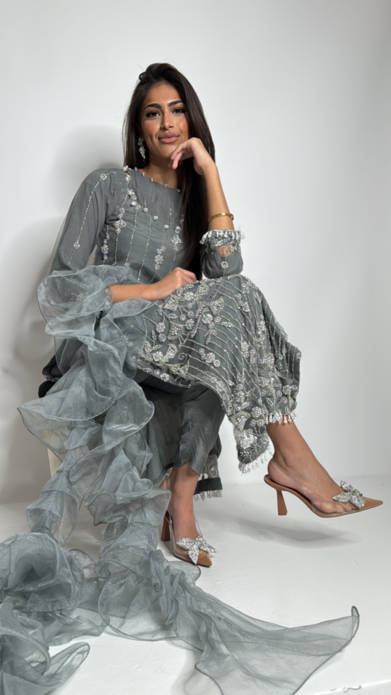 Grey Cutdana Three Piece Suit UK | The Selene