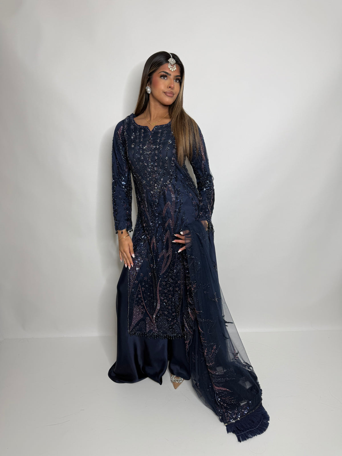 Estelle Midnight Navy Embellished Sharara Set