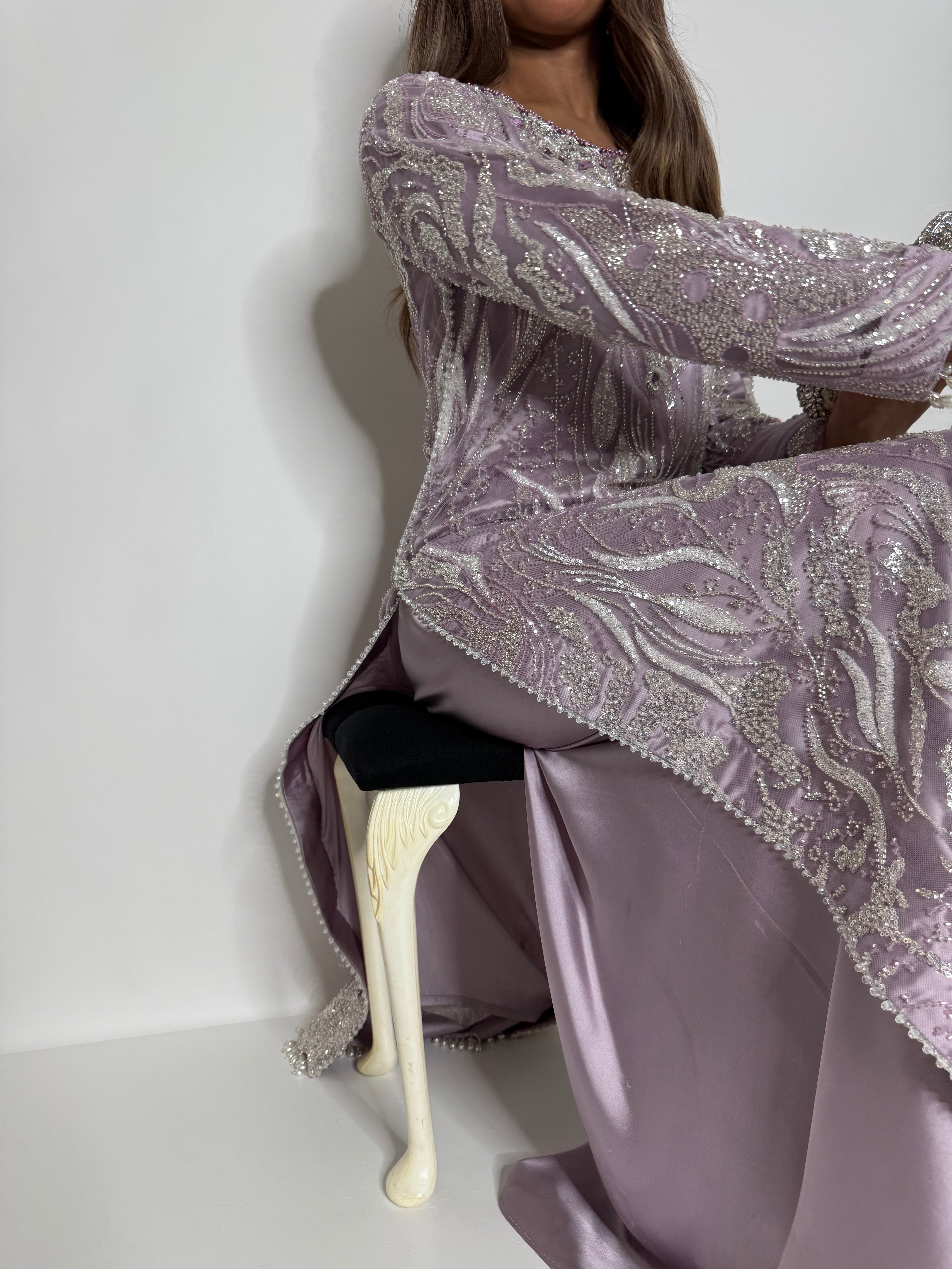 Lilac Cutdana Sharara Three Piece Suit UK | The Valerienne
