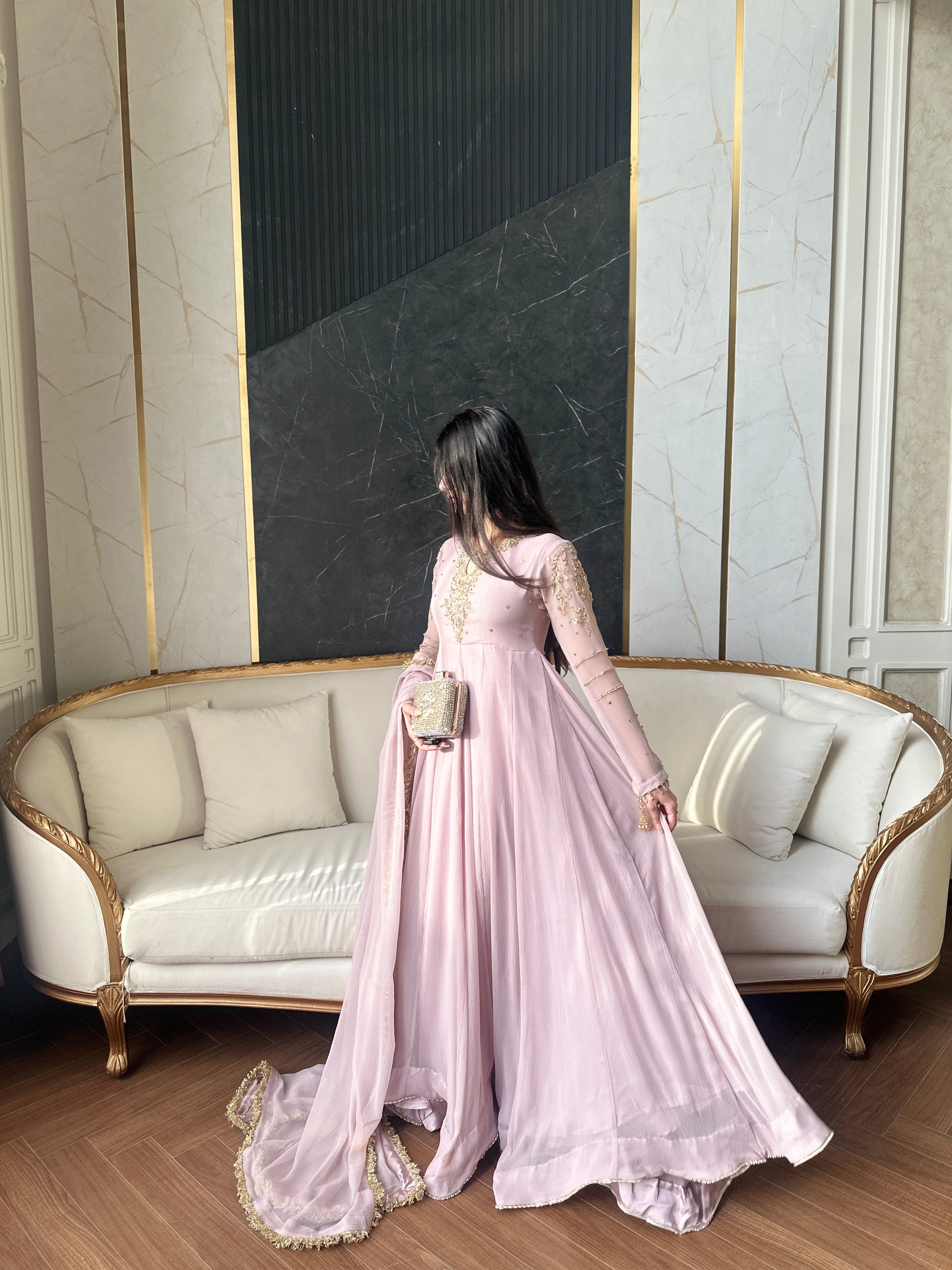 LAILUMA | LUXURY PAKISTANI SOFT LILAC HAND EMBROIDERED 3 PIECE SUIT UK | WEDDING GUEST, EID & PARTY WEAR
