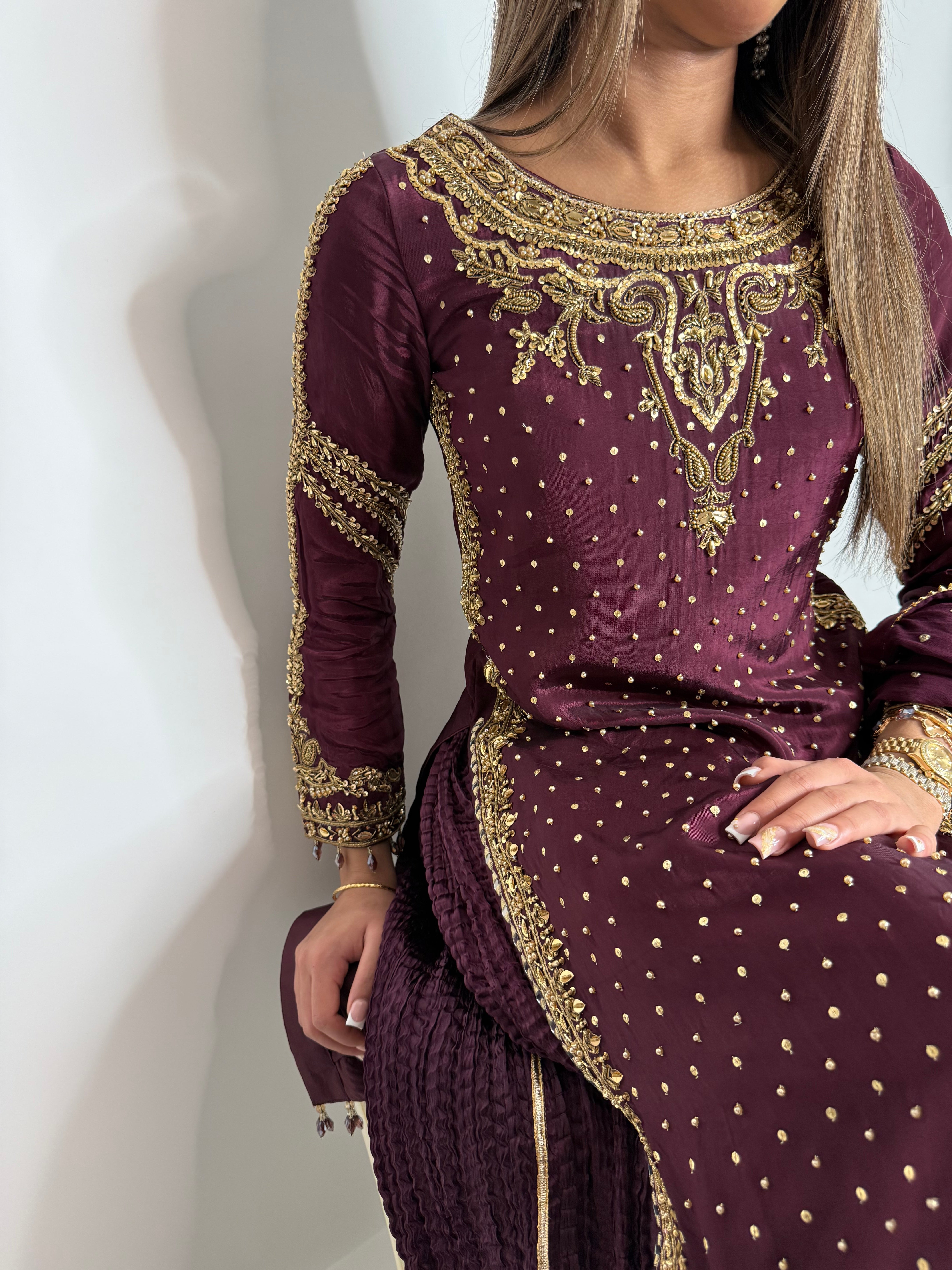 Molten Plum Silk Three Piece Suit UK | The Melora