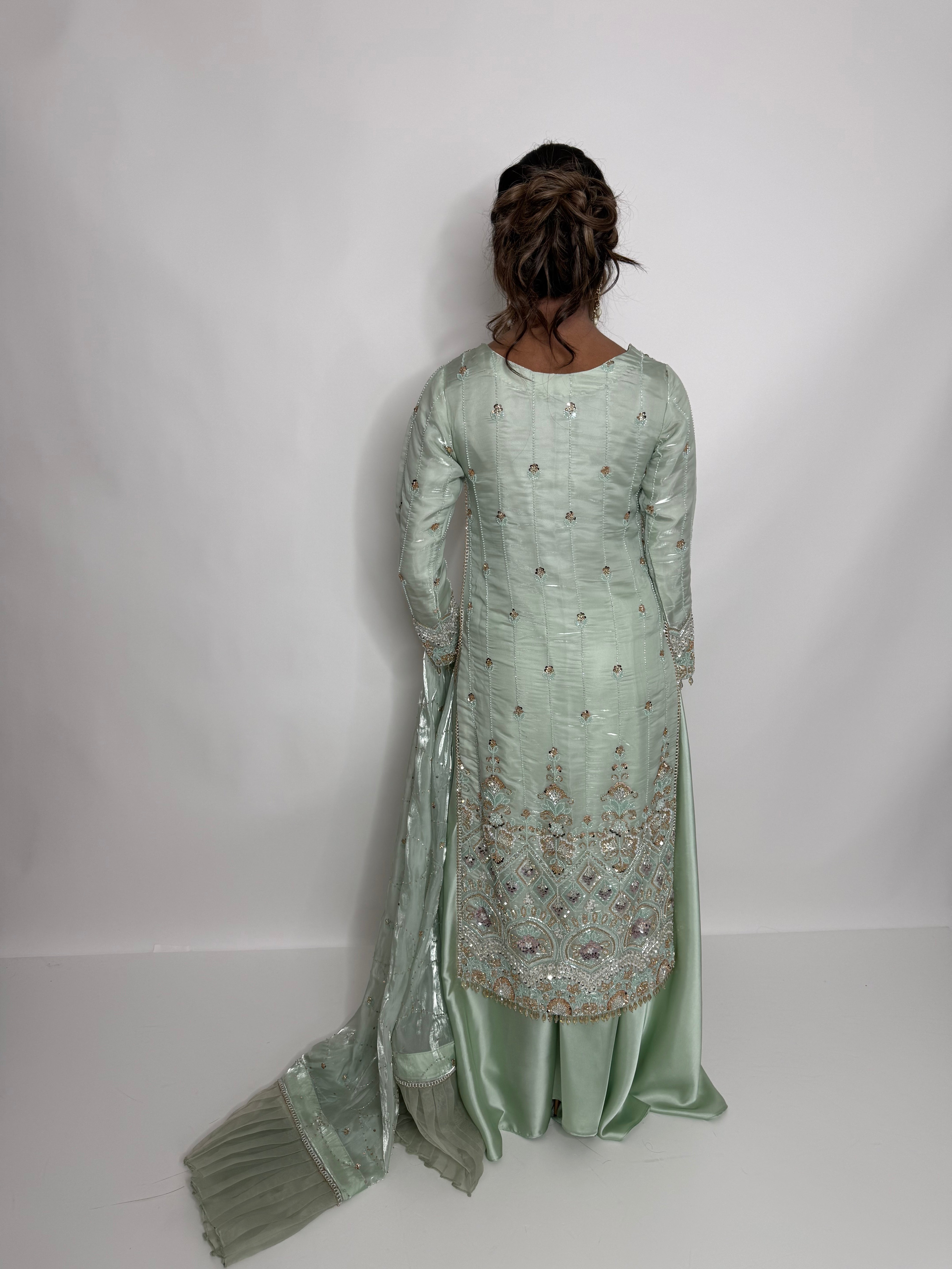 SILK CUTDANA EMBROIDERED SHARARA SUIT UK | THE ALTHEA NOORÉ