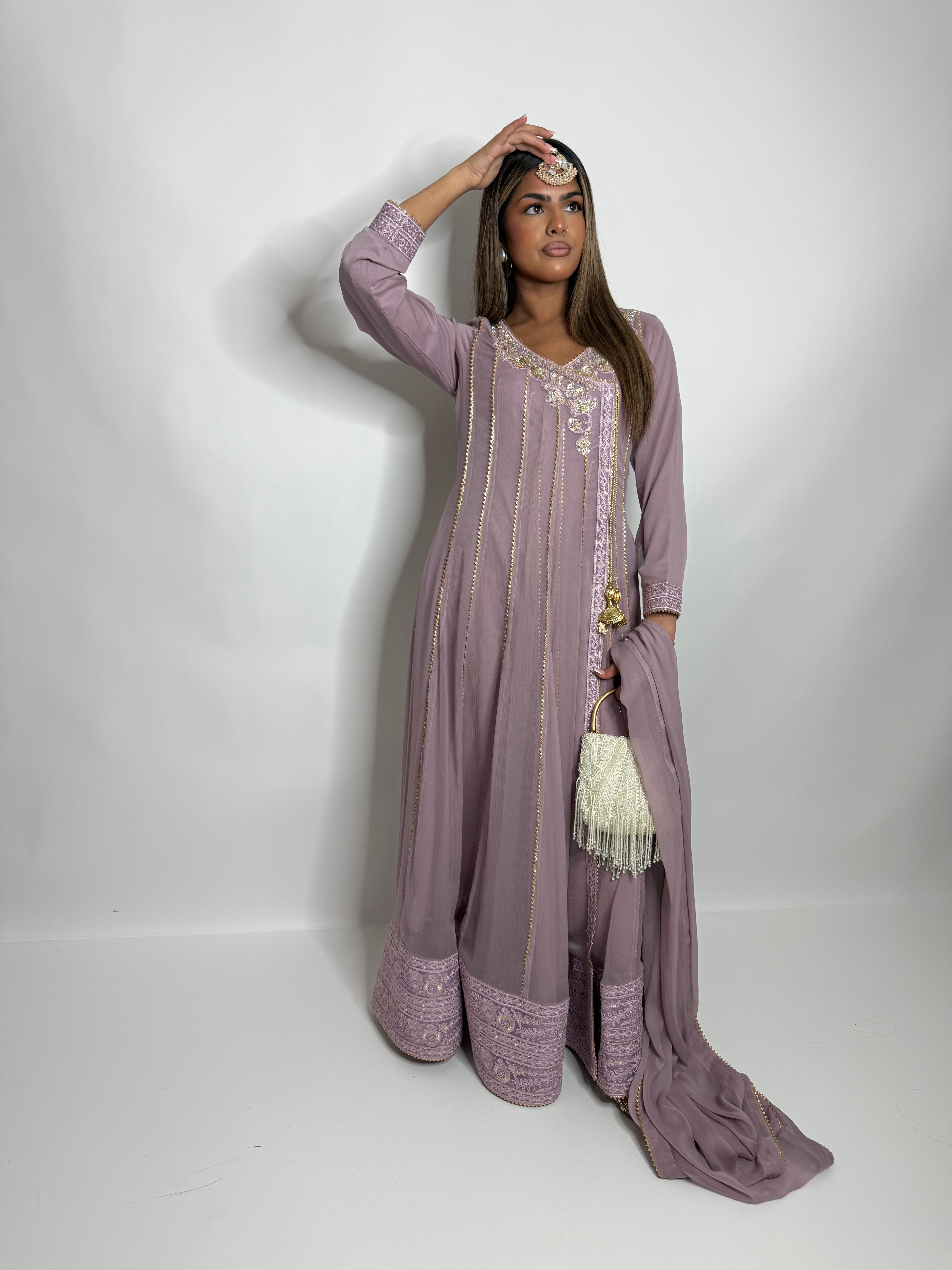 LILAC EMBROIDERED THREE PIECE SUIT UK | THE MEHR SOLÈNE