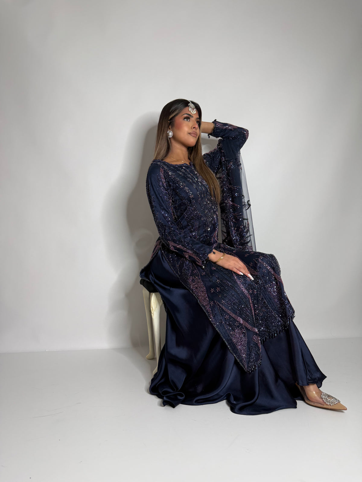 Estelle Midnight Navy Embellished Sharara Set