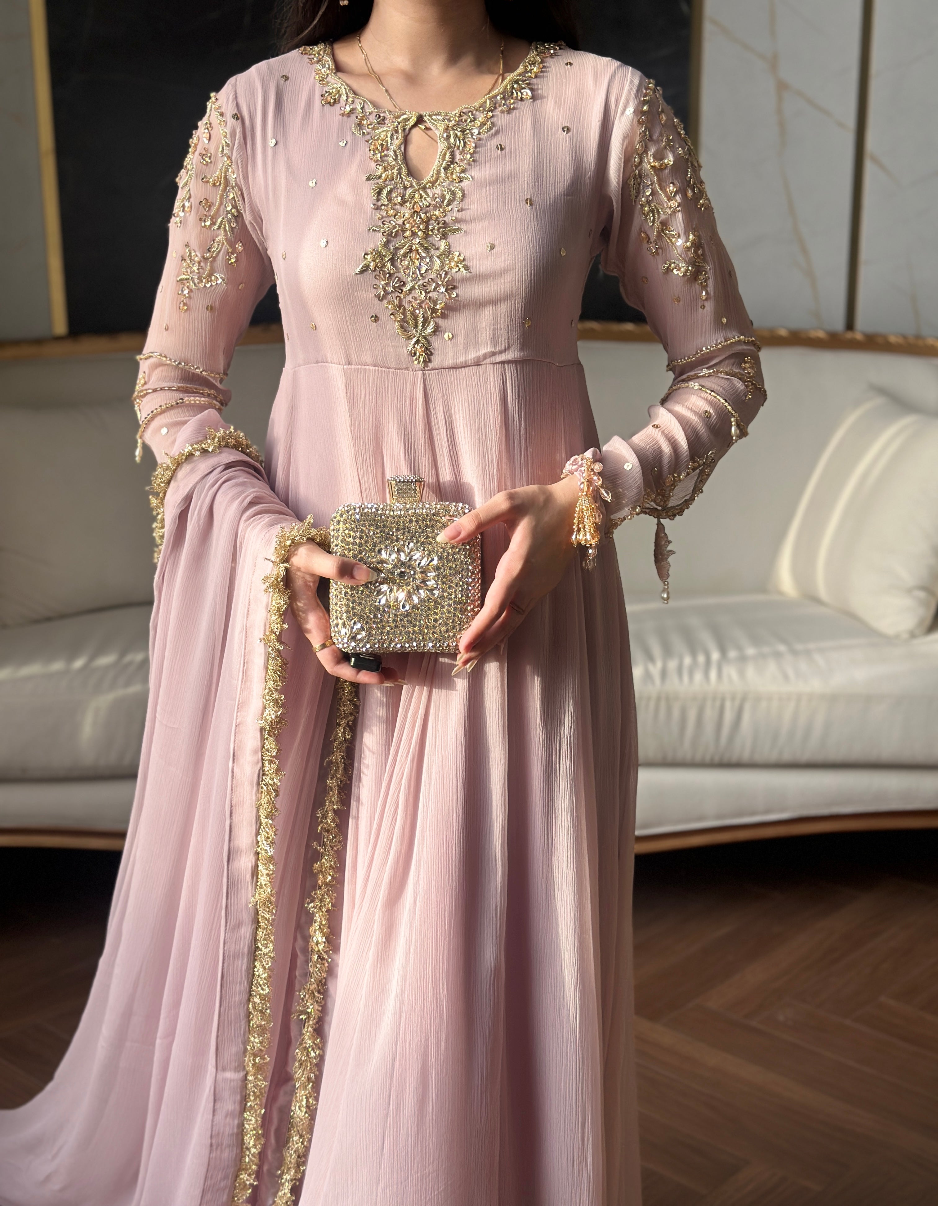 LAILUMA | LUXURY PAKISTANI SOFT LILAC HAND EMBROIDERED 3 PIECE SUIT UK | WEDDING GUEST, EID & PARTY WEAR