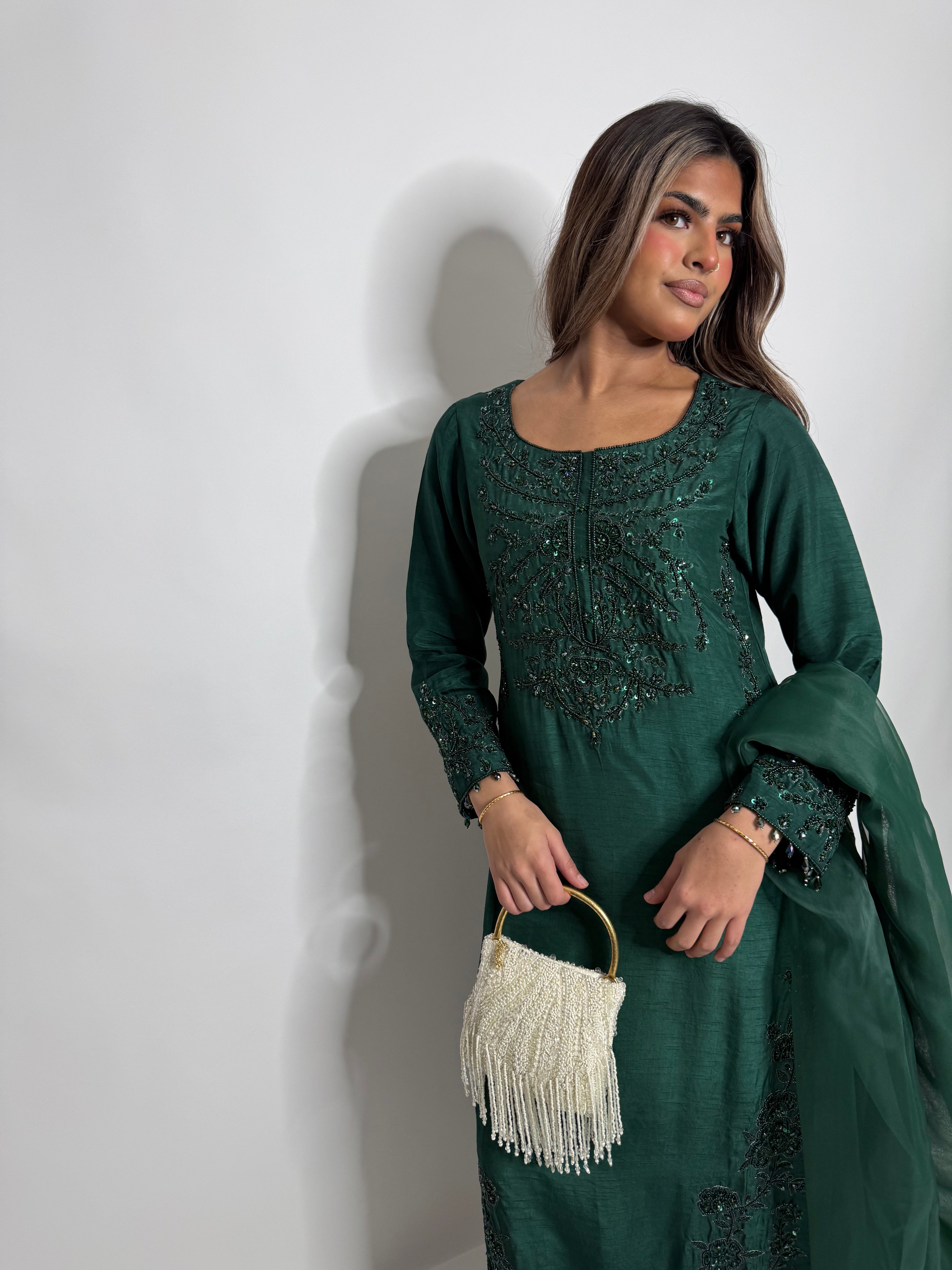 Emerald Raw Silk Three Piece Suit UK | The Verdantia