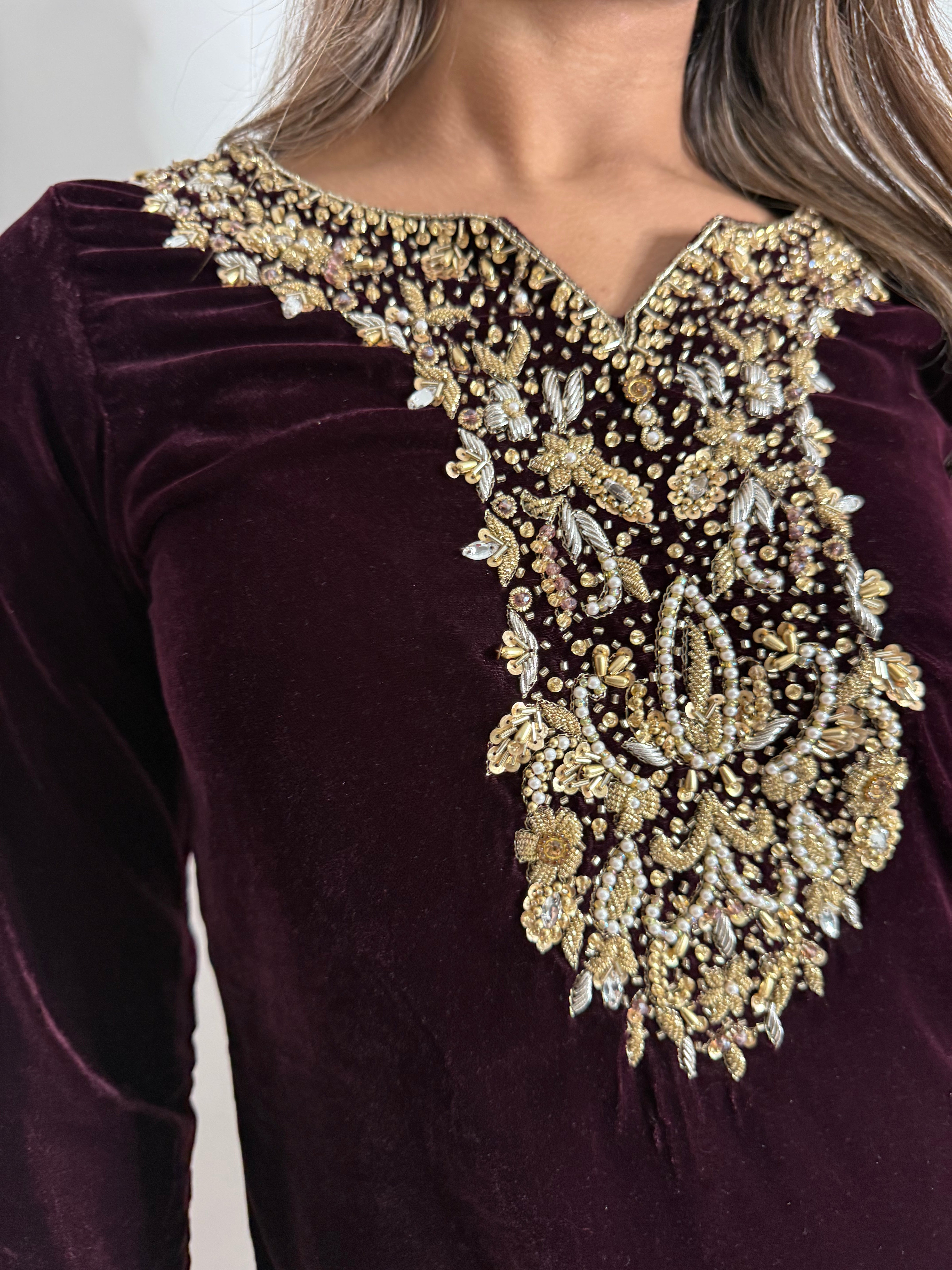 Mulberry Noir Velvet Sharara Suit UK | The Seraphine