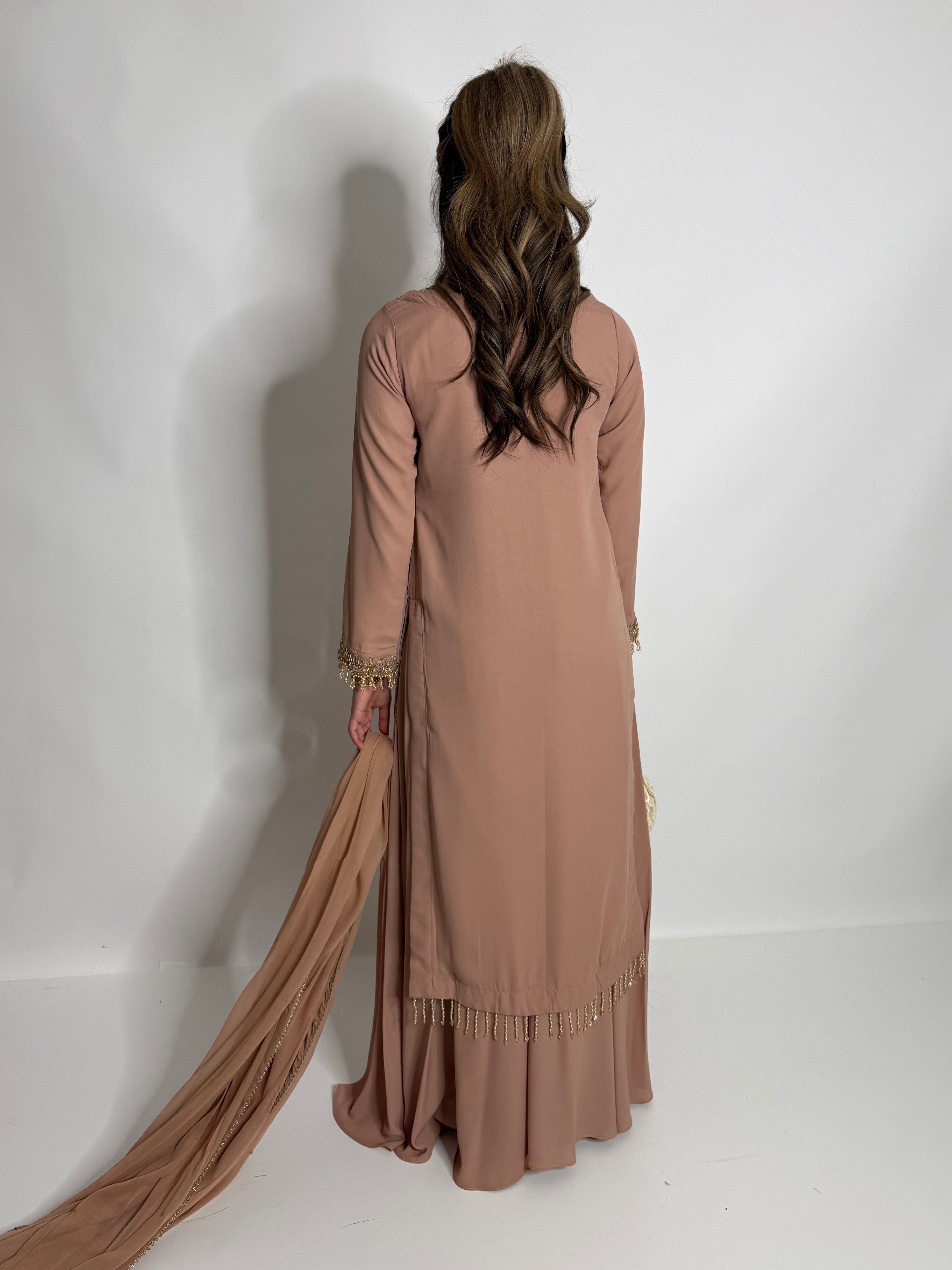 NUDE GEORGETTE SHARARA SUIT UK | THE AMAYA LUNE
