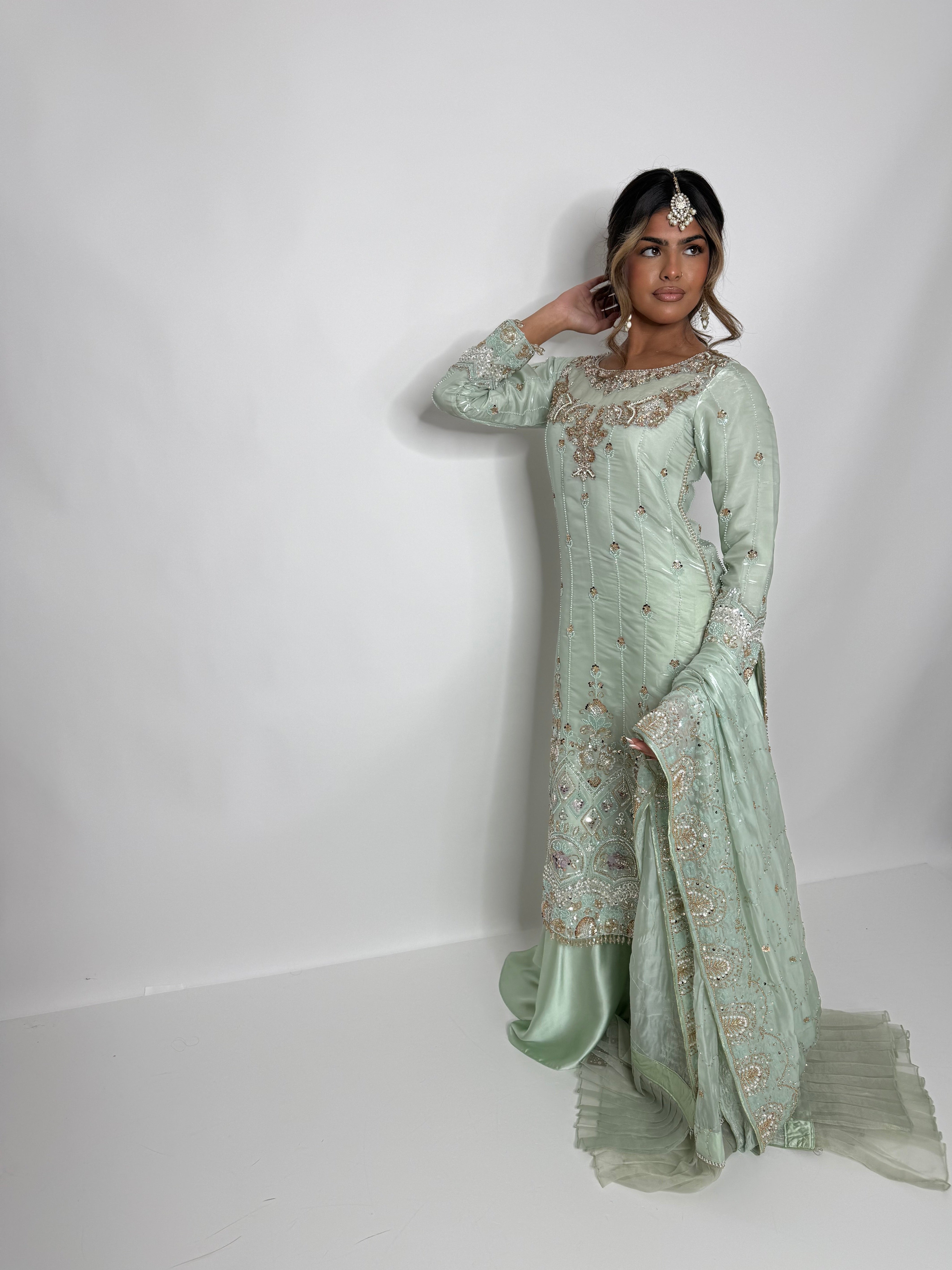 SILK CUTDANA EMBROIDERED SHARARA SUIT UK | THE ALTHEA NOORÉ
