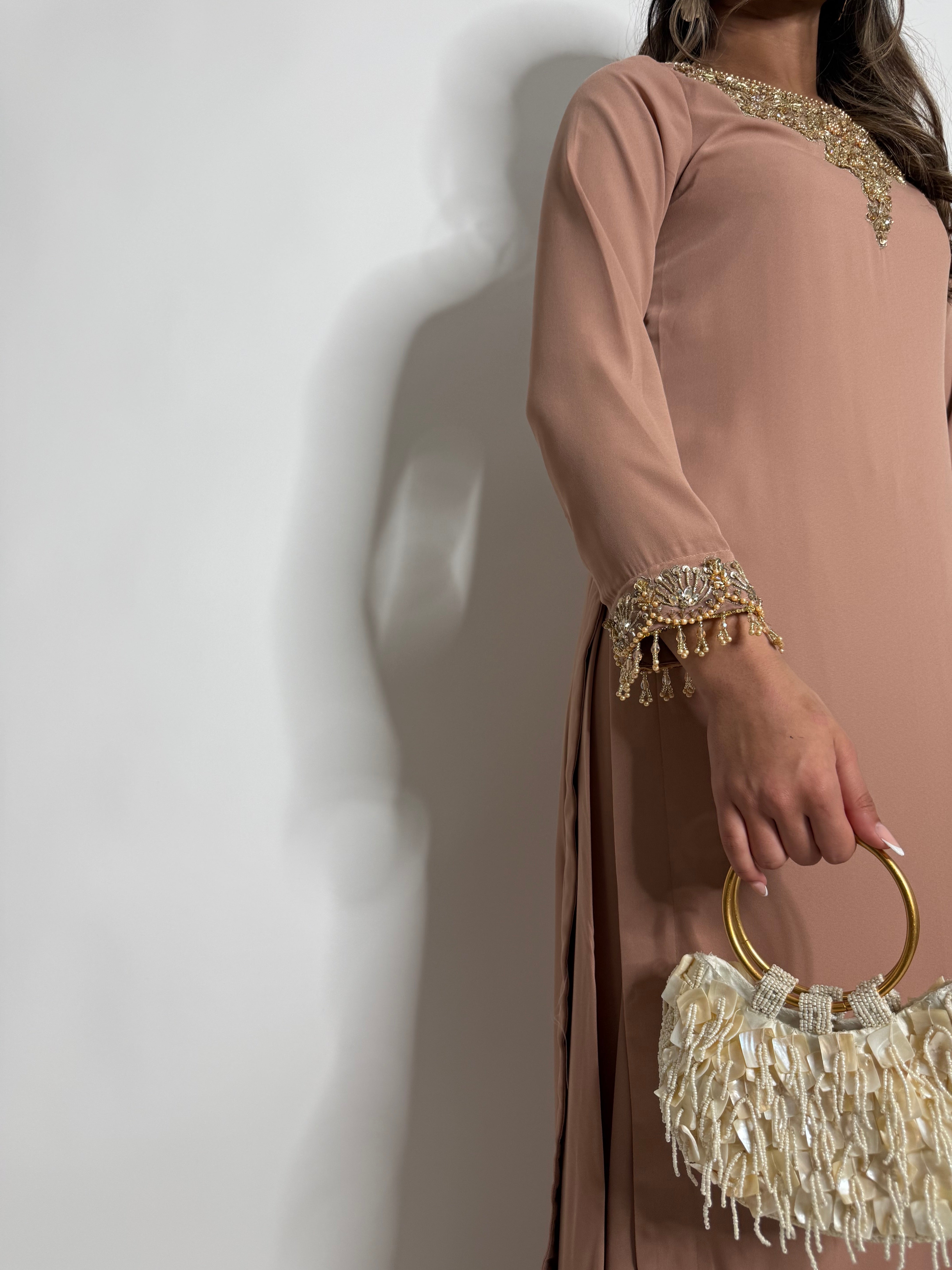 NUDE GEORGETTE SHARARA SUIT UK | THE AMAYA LUNE