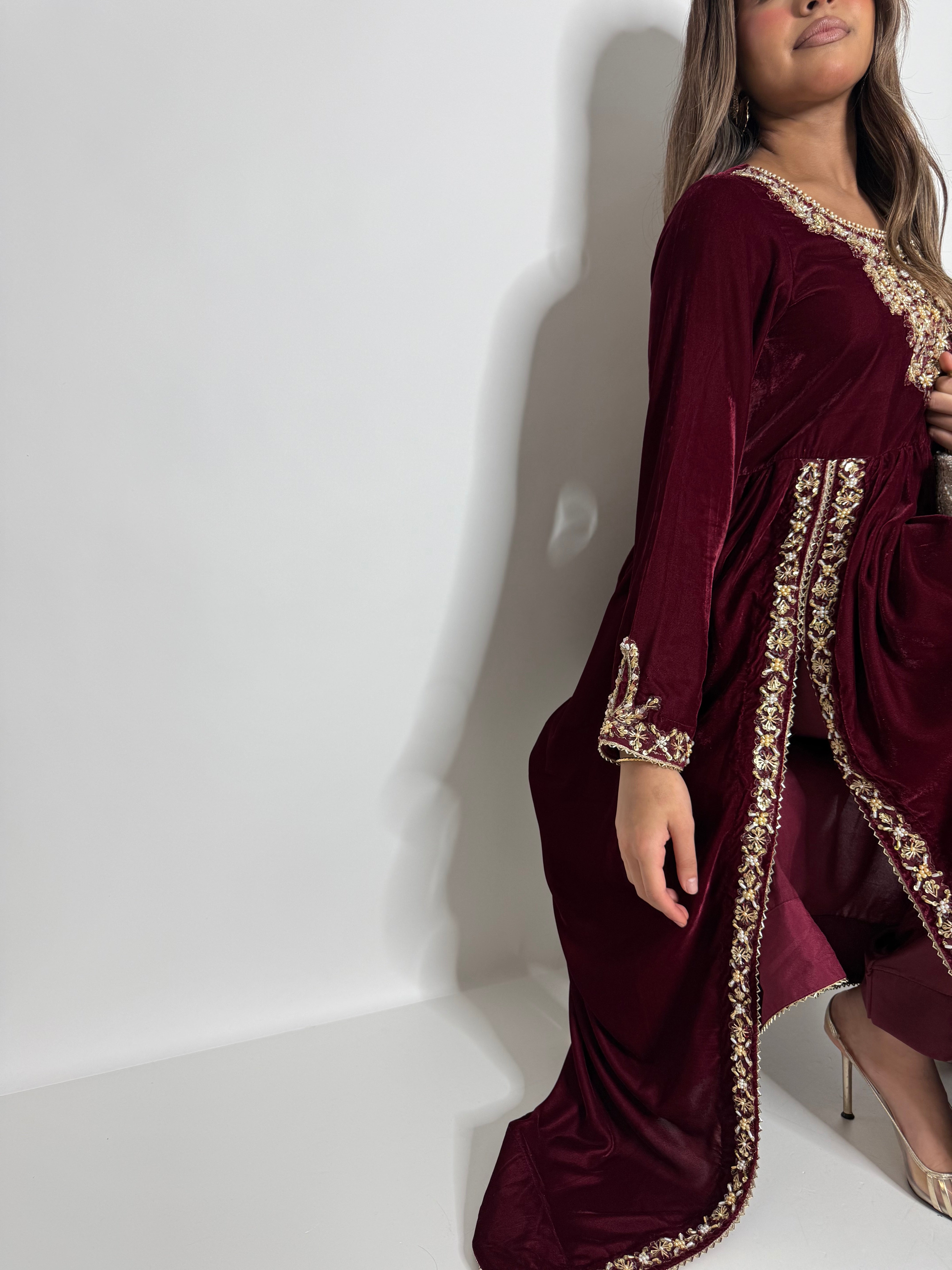 Imperial Garnet Velvet Dress UK | The Marcelline