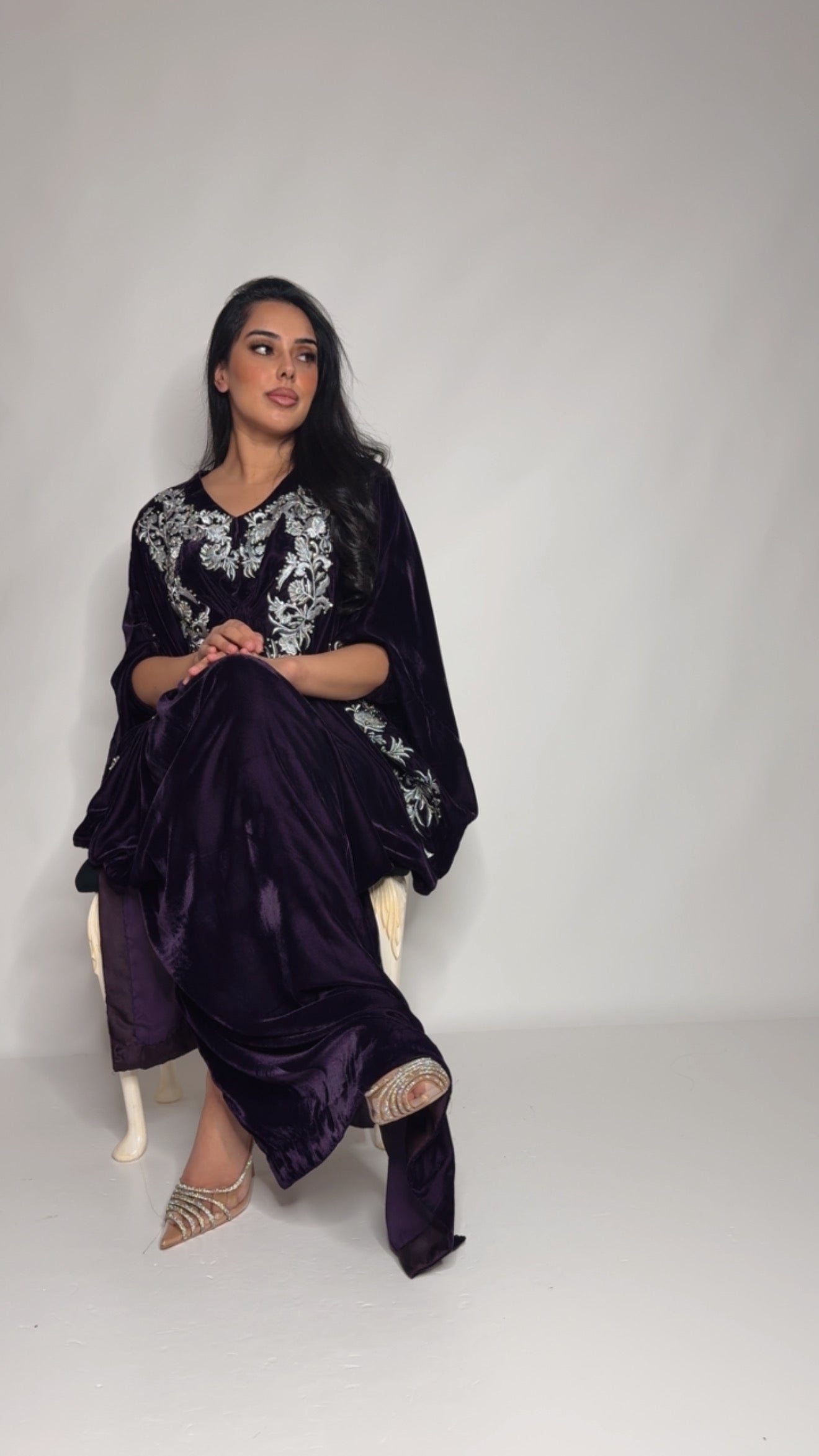 Aubergine Velvet Kaftan Set UK | The Knightsbridge Aubergine