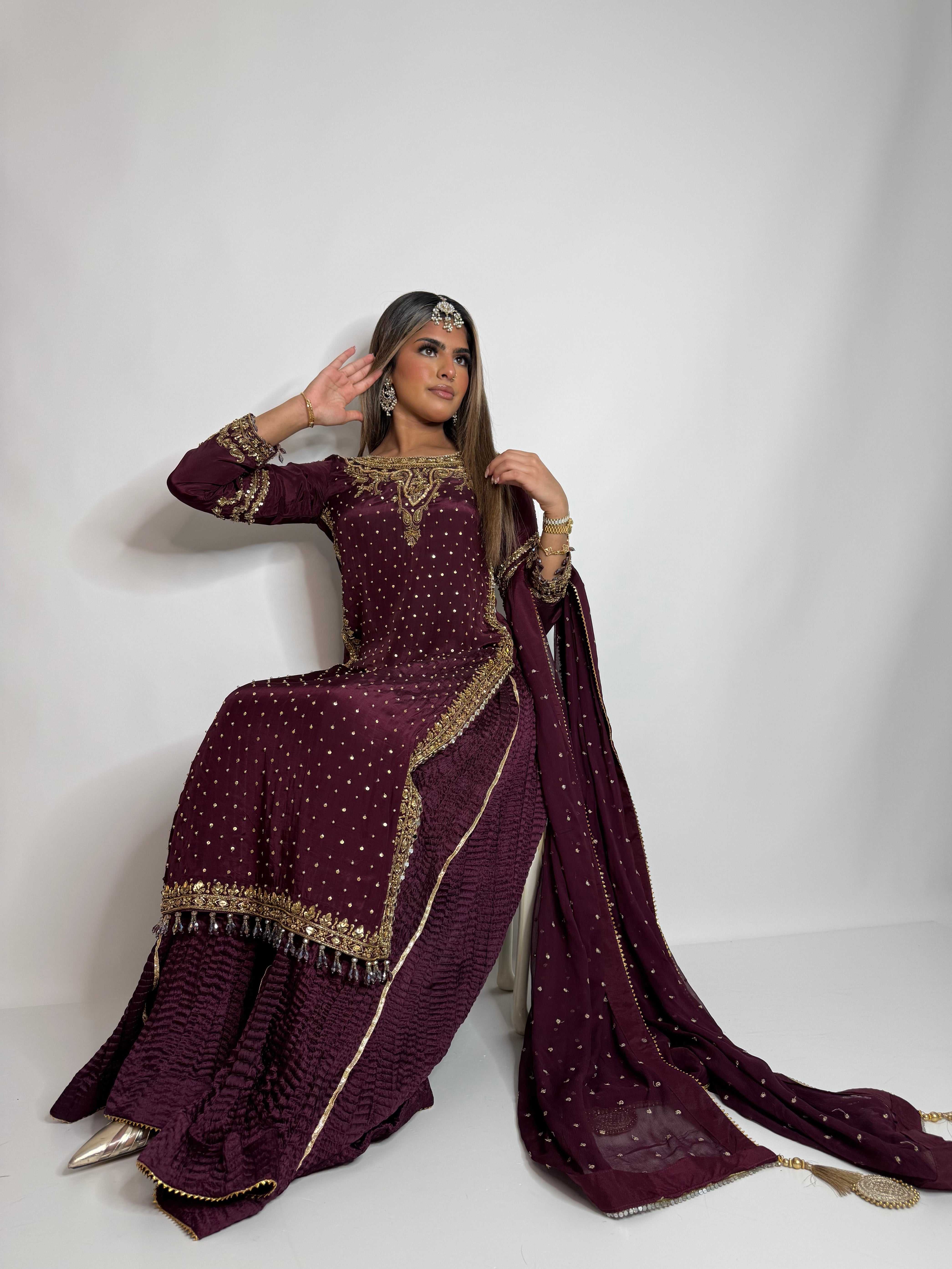 Molten Plum Silk Three Piece Suit UK | The Melora