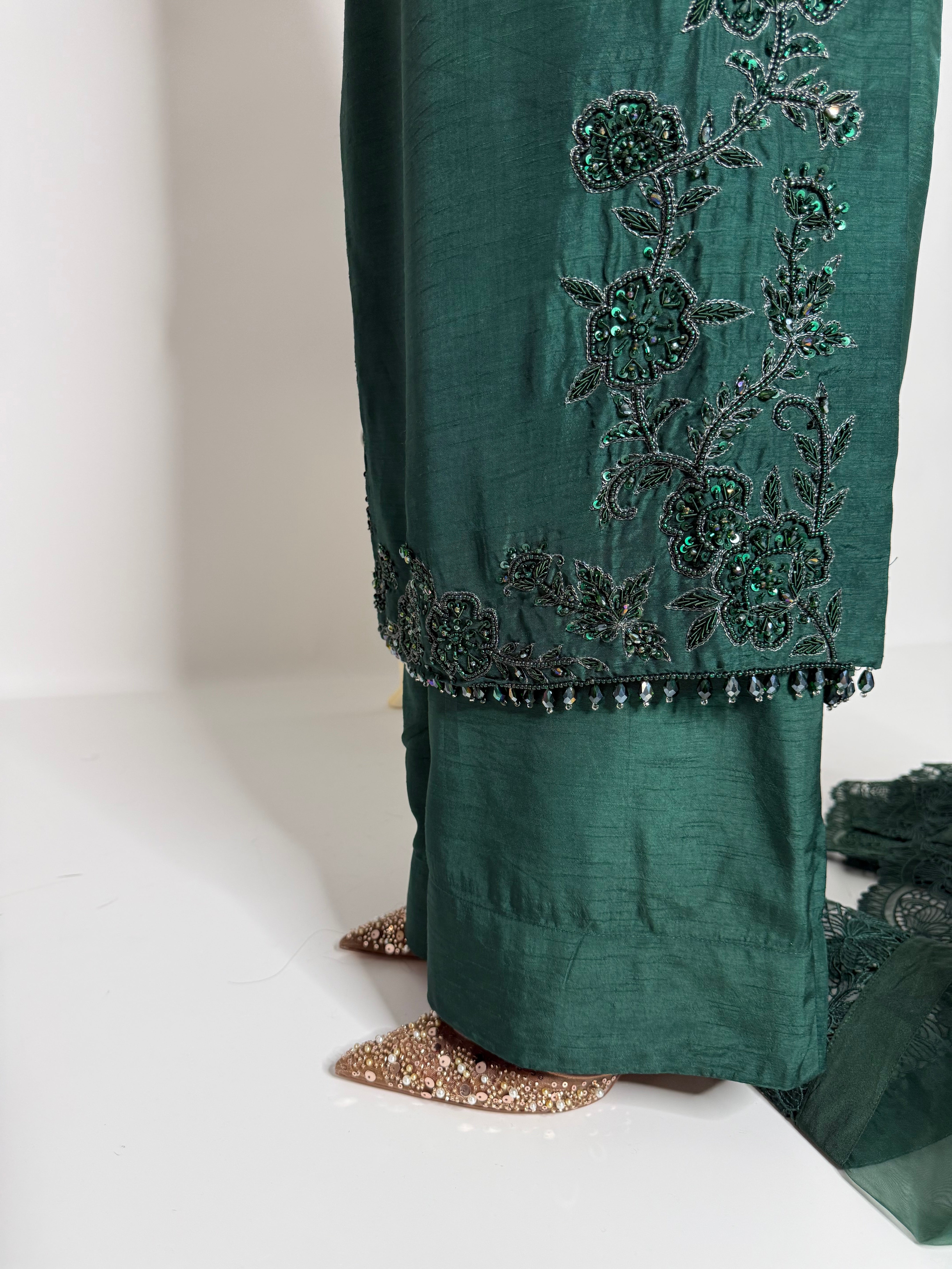 Emerald Raw Silk Three Piece Suit UK | The Verdantia