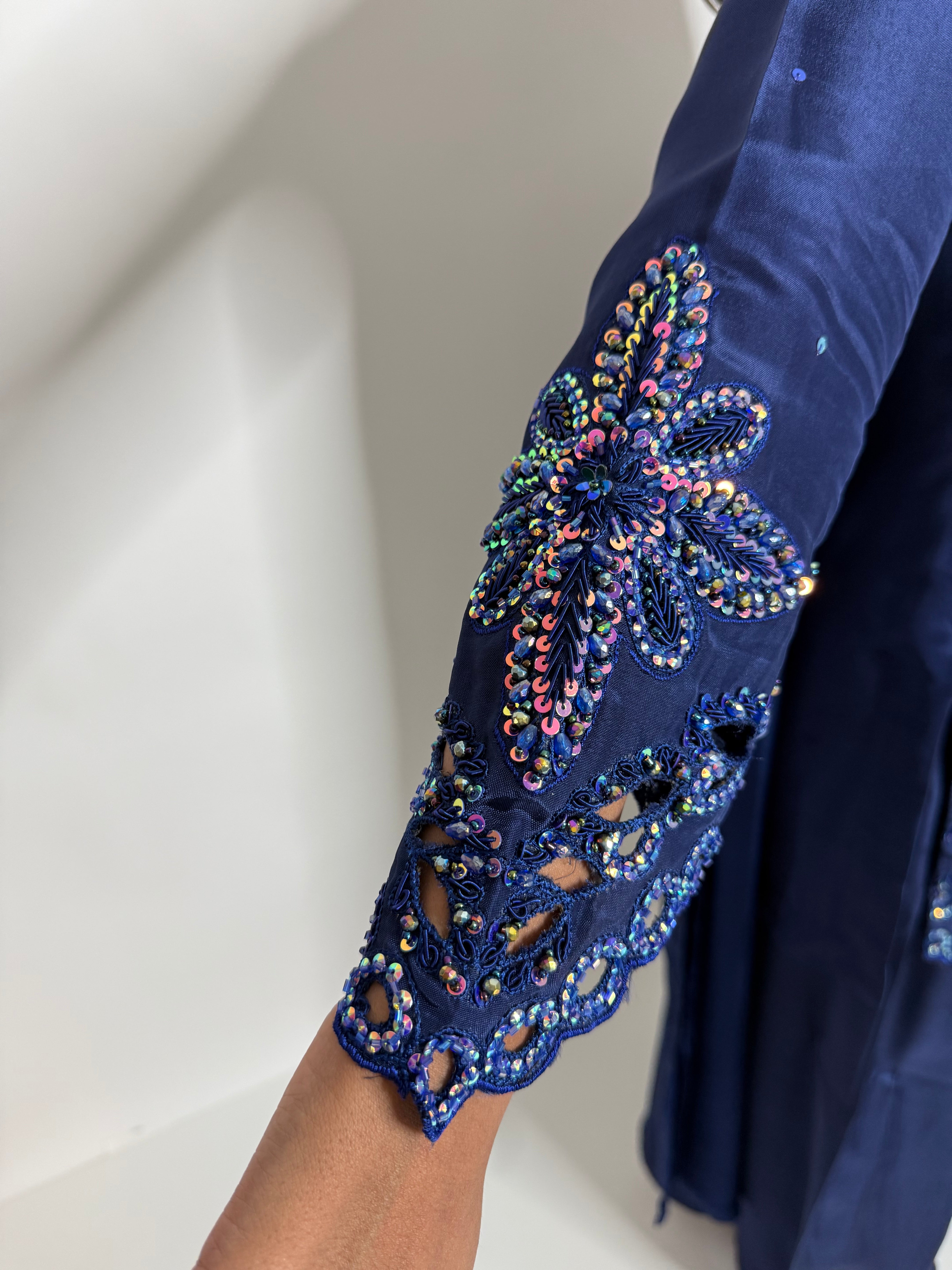 ZARMINA | Luxury Pakistani Navy Silk Sharara Suit UK | Wedding Guest, Eid & Formal Occasion Wear