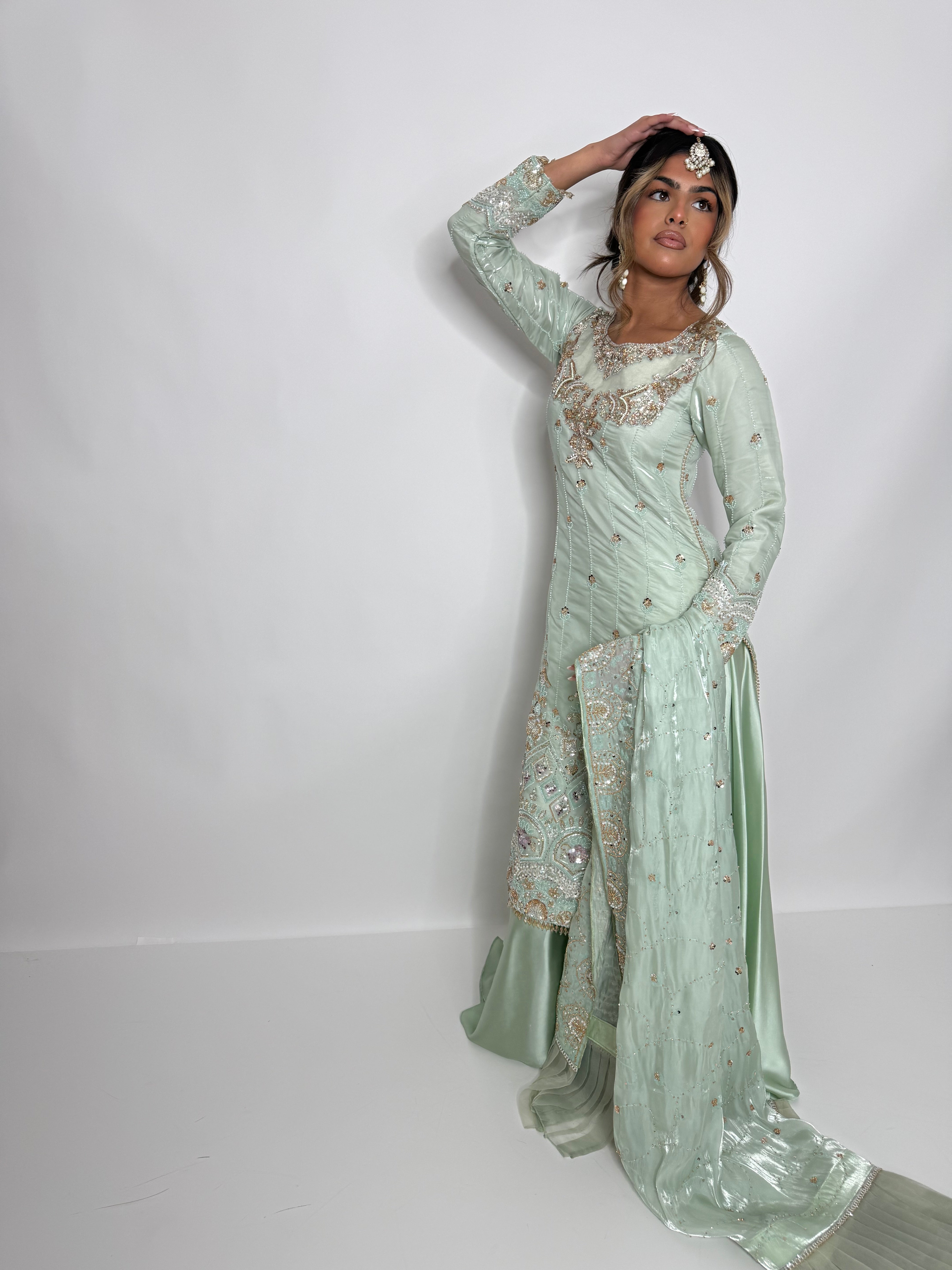 SILK CUTDANA EMBROIDERED SHARARA SUIT UK | THE ALTHEA NOORÉ