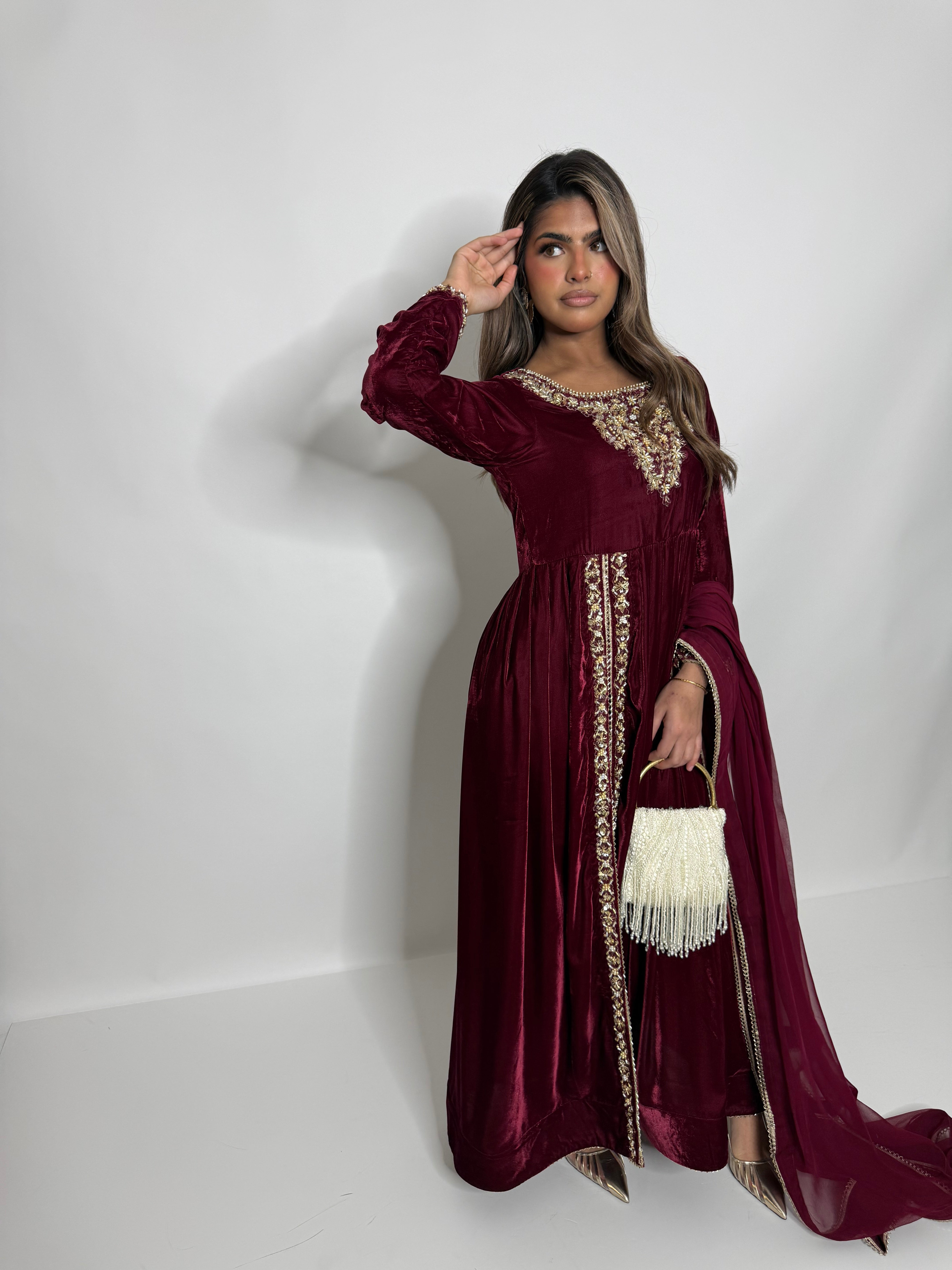 Imperial Garnet Velvet Dress UK | The Marcelline