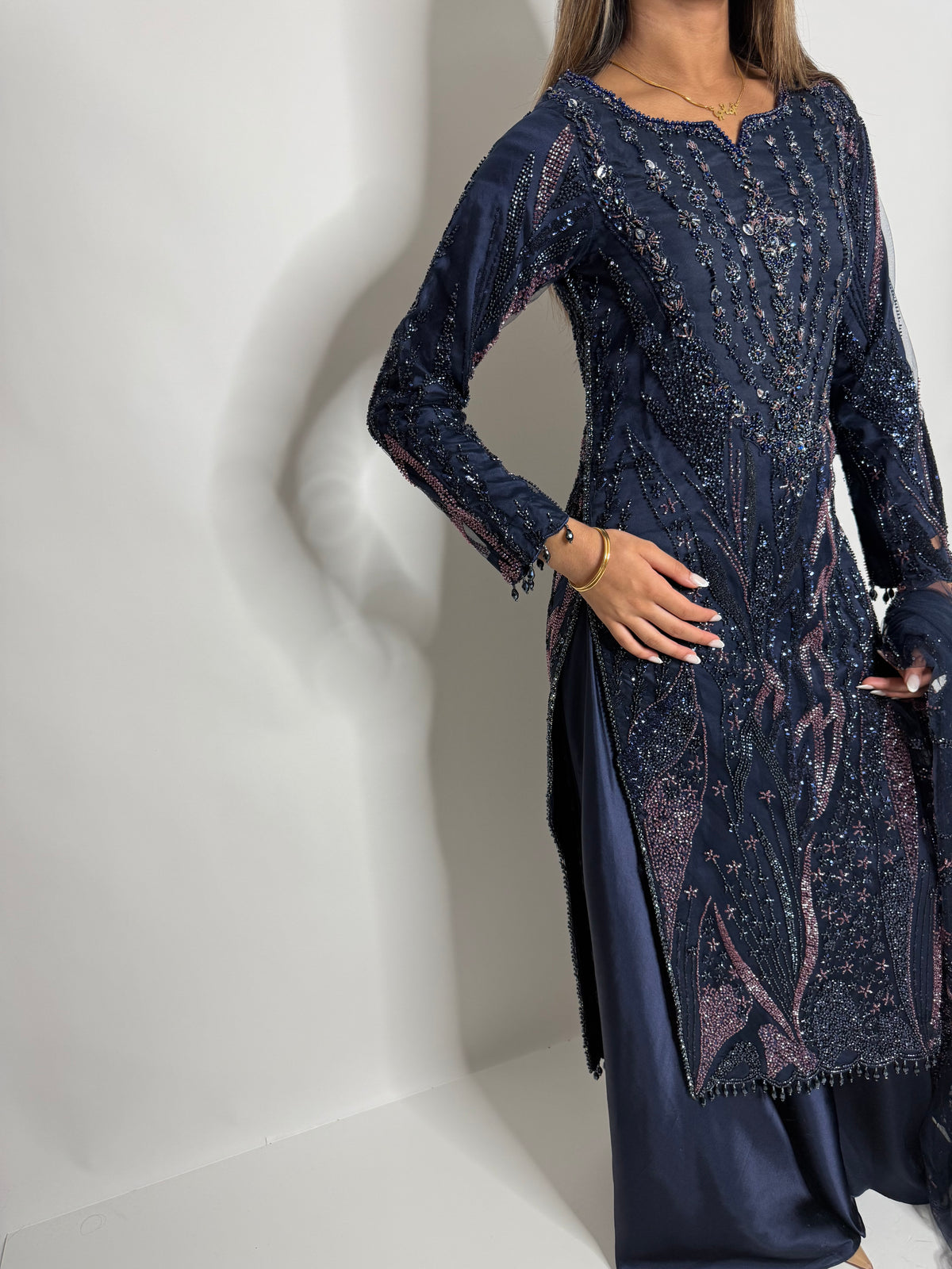 Estelle Midnight Navy Embellished Sharara Set