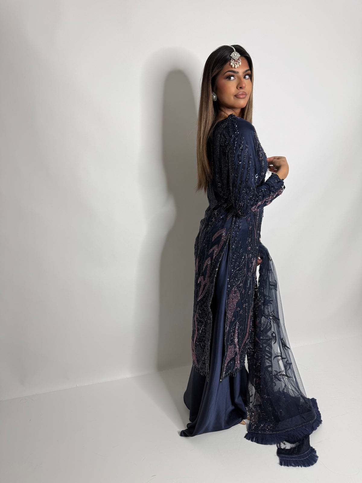 Estelle Midnight Navy Embellished Sharara Set