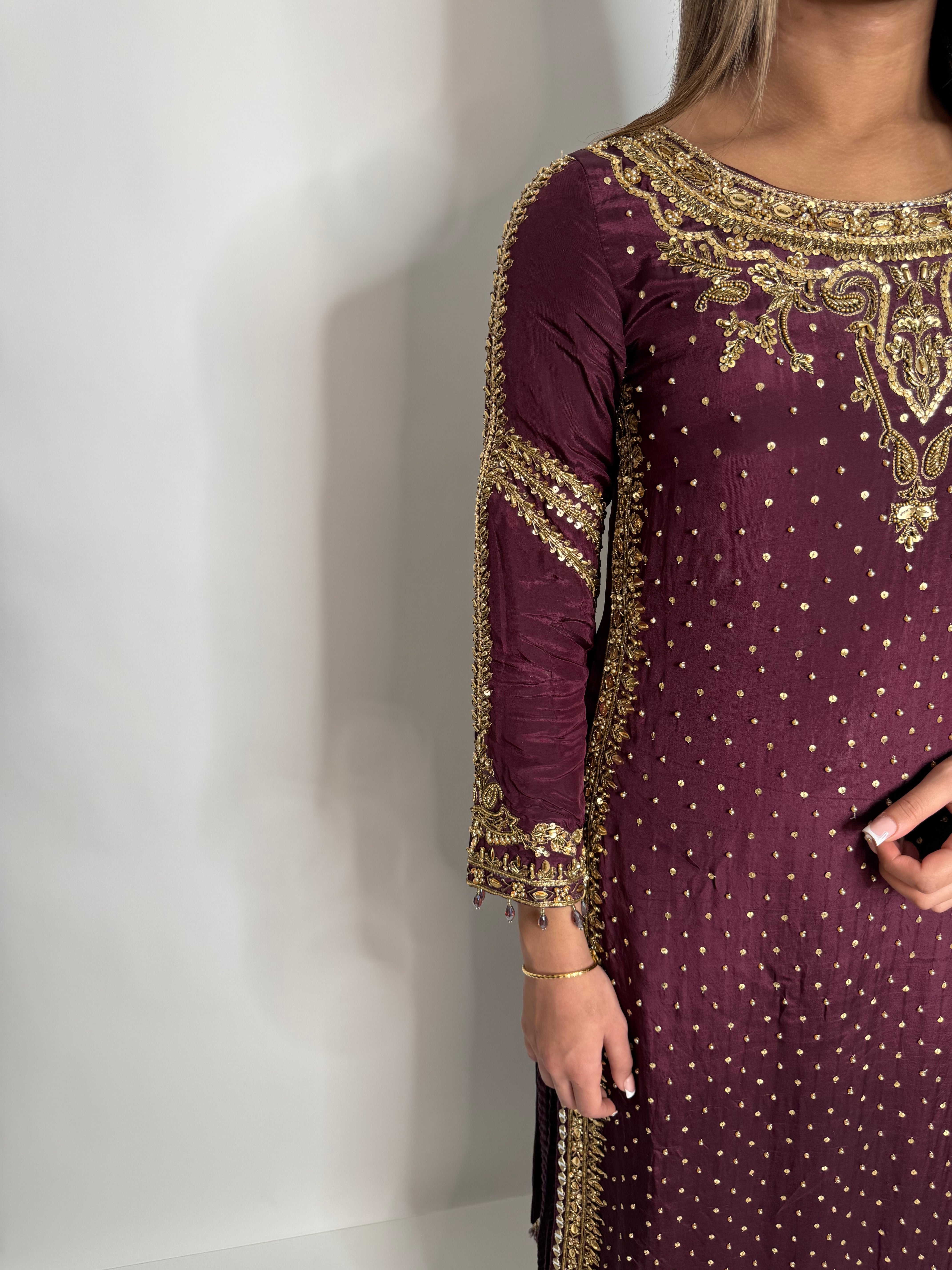 Molten Plum Silk Three Piece Suit UK | The Melora