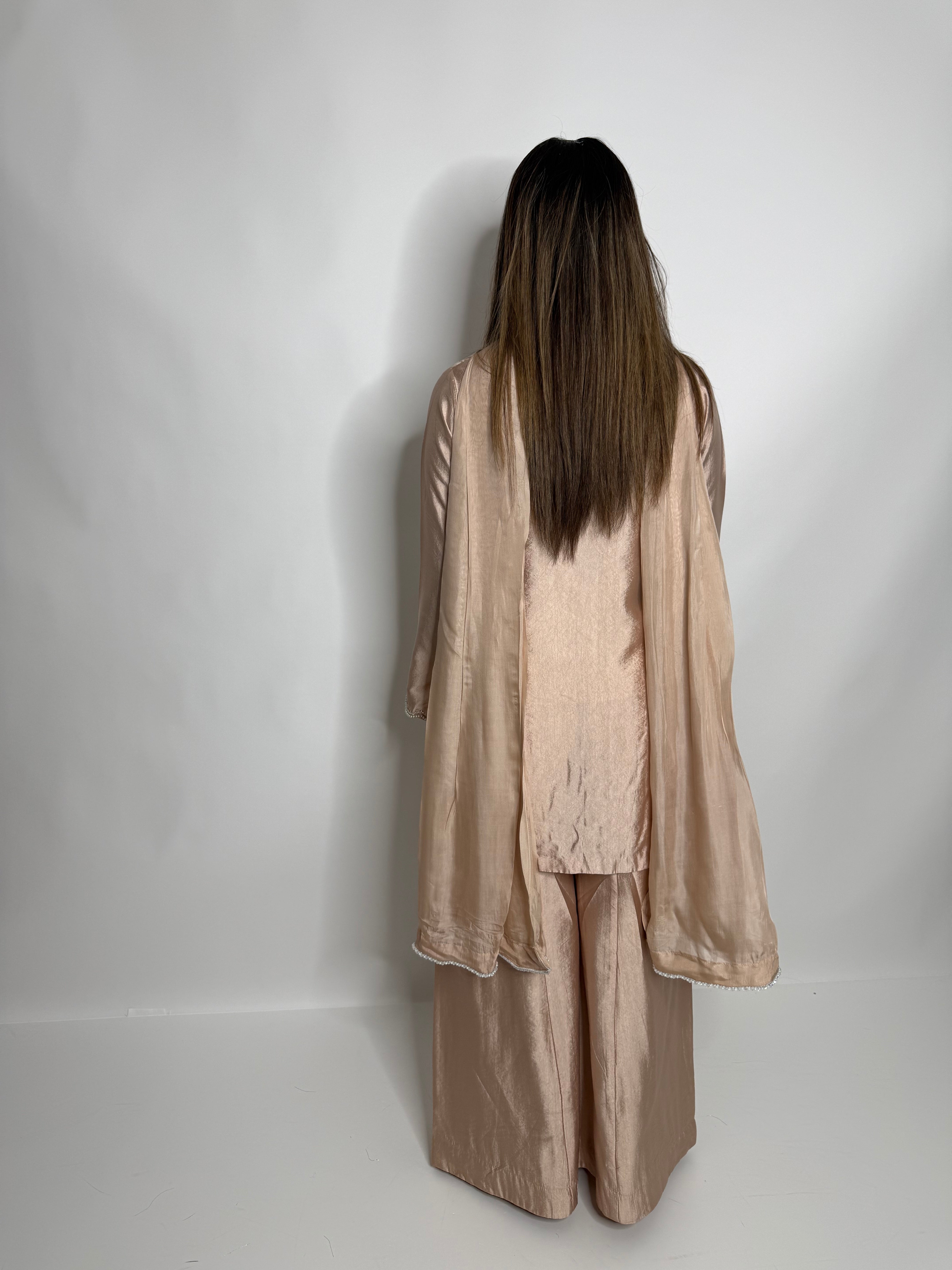 Zehra-Noor | Luxury Pakistani Blush Silk Sharara Suit UK | Y2K Wedding Guest & Eid Occasion Wear